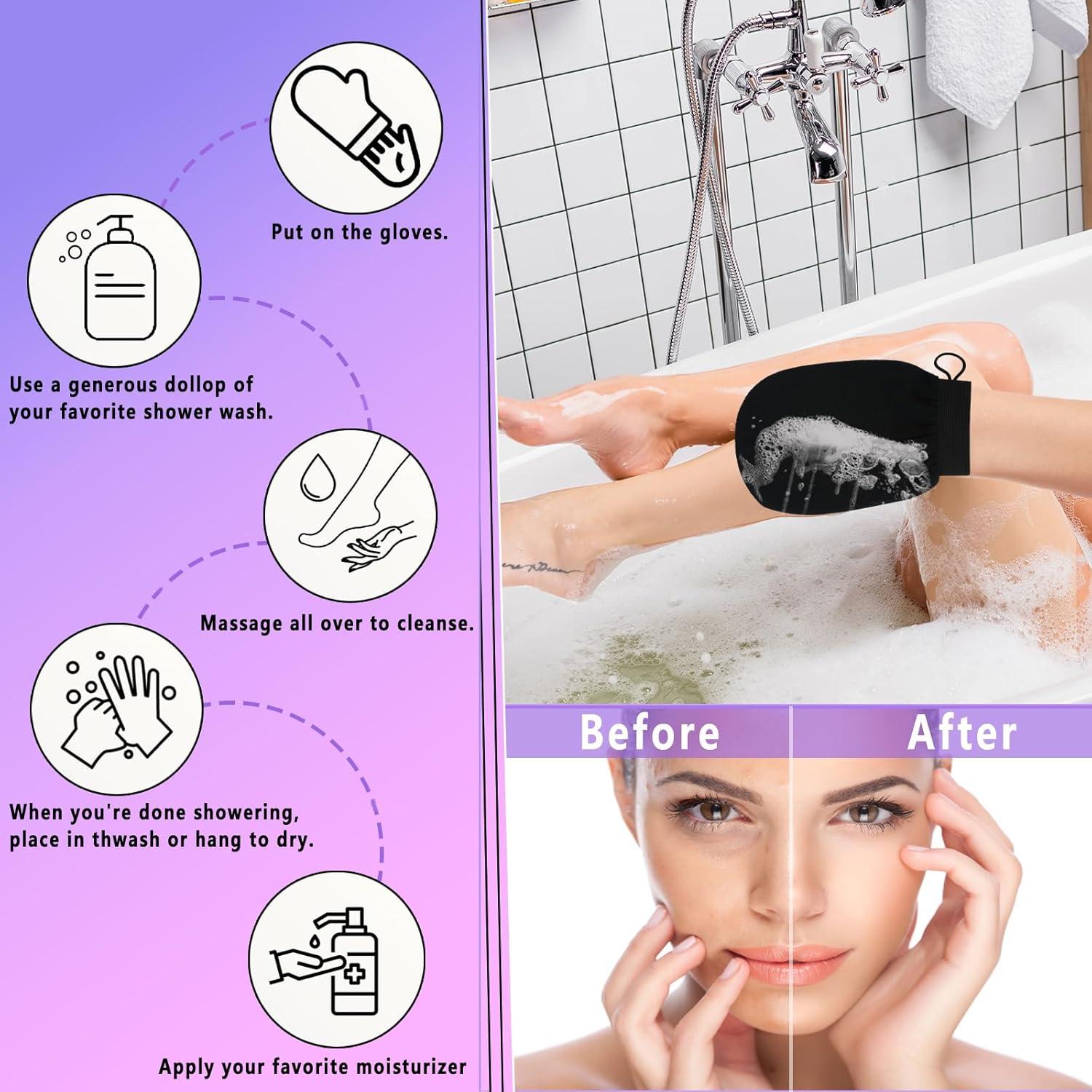 Guante Exfoliante Corporal RIUOTA - 2 Piezas, Negro/Blanco