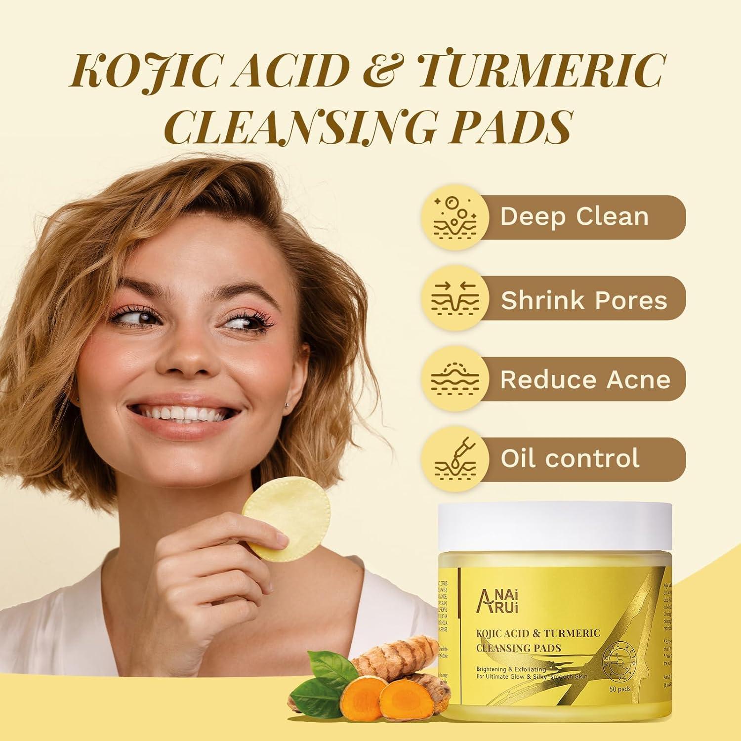 Almohadillas Exfoliantes ANAI RUI con Ácido Kójico y Cúrcuma 50 PCS