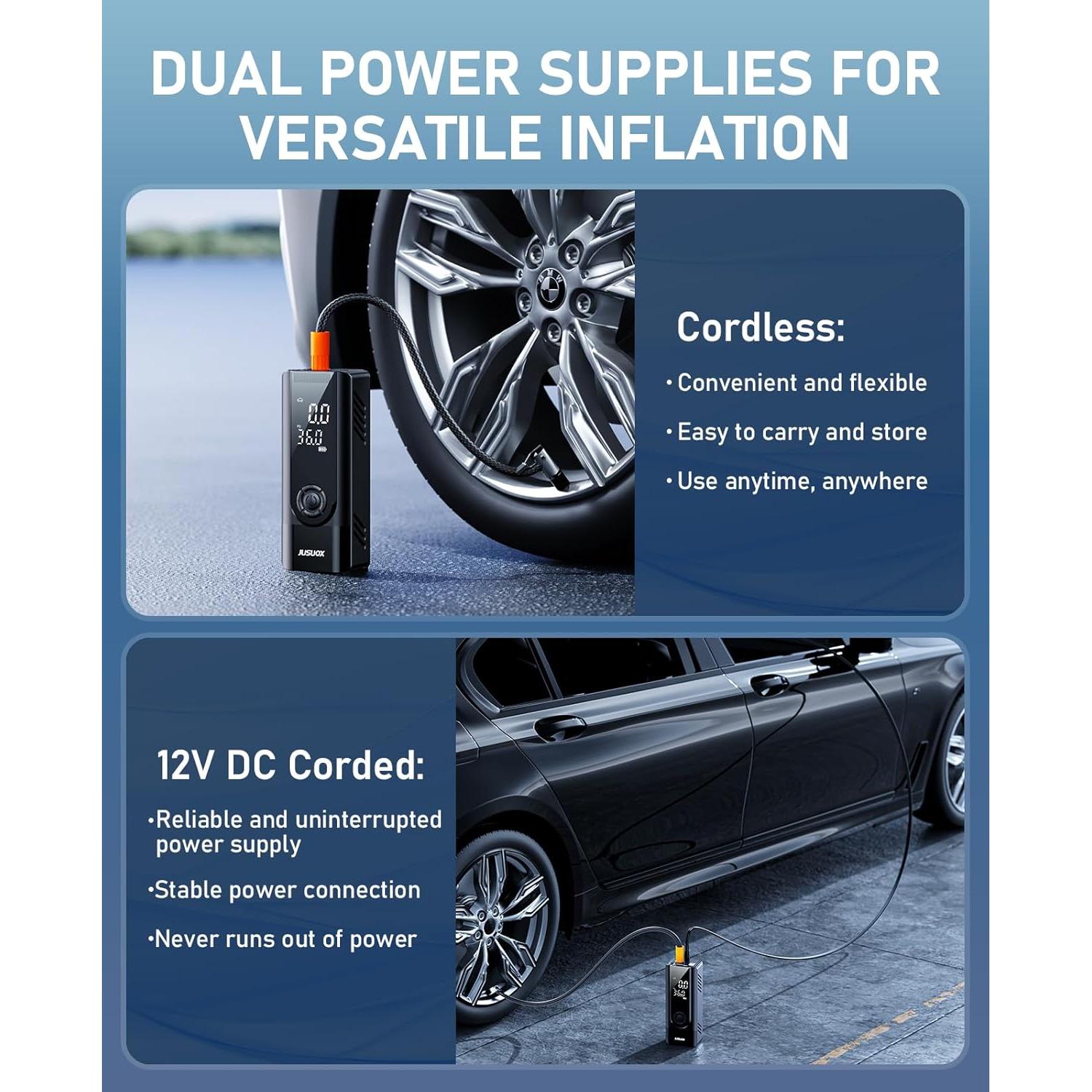 Compresor de Aire JUSUOX CZK-5642 150 PSI Portátil Inalámbrico