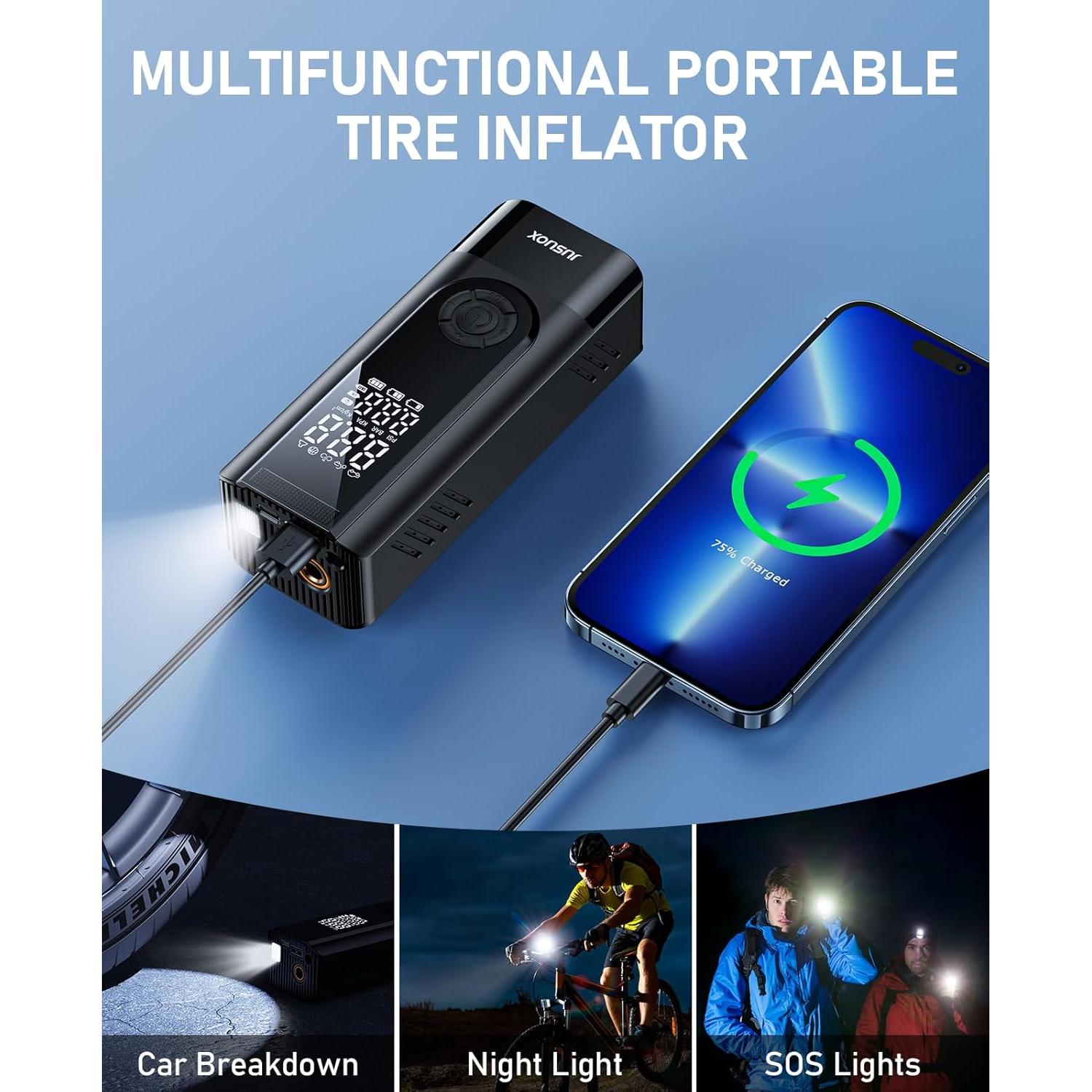 Compresor de Aire JUSUOX CZK-5642 150 PSI Portátil Inalámbrico