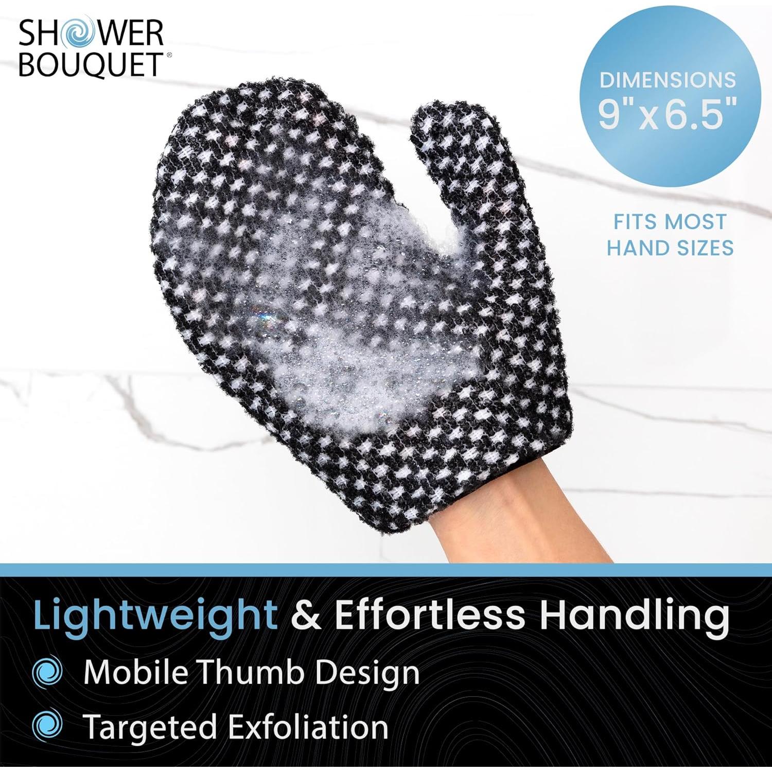 Guantes Exfoliantes Shower Bouquet 2-Pack Carbón y Plata