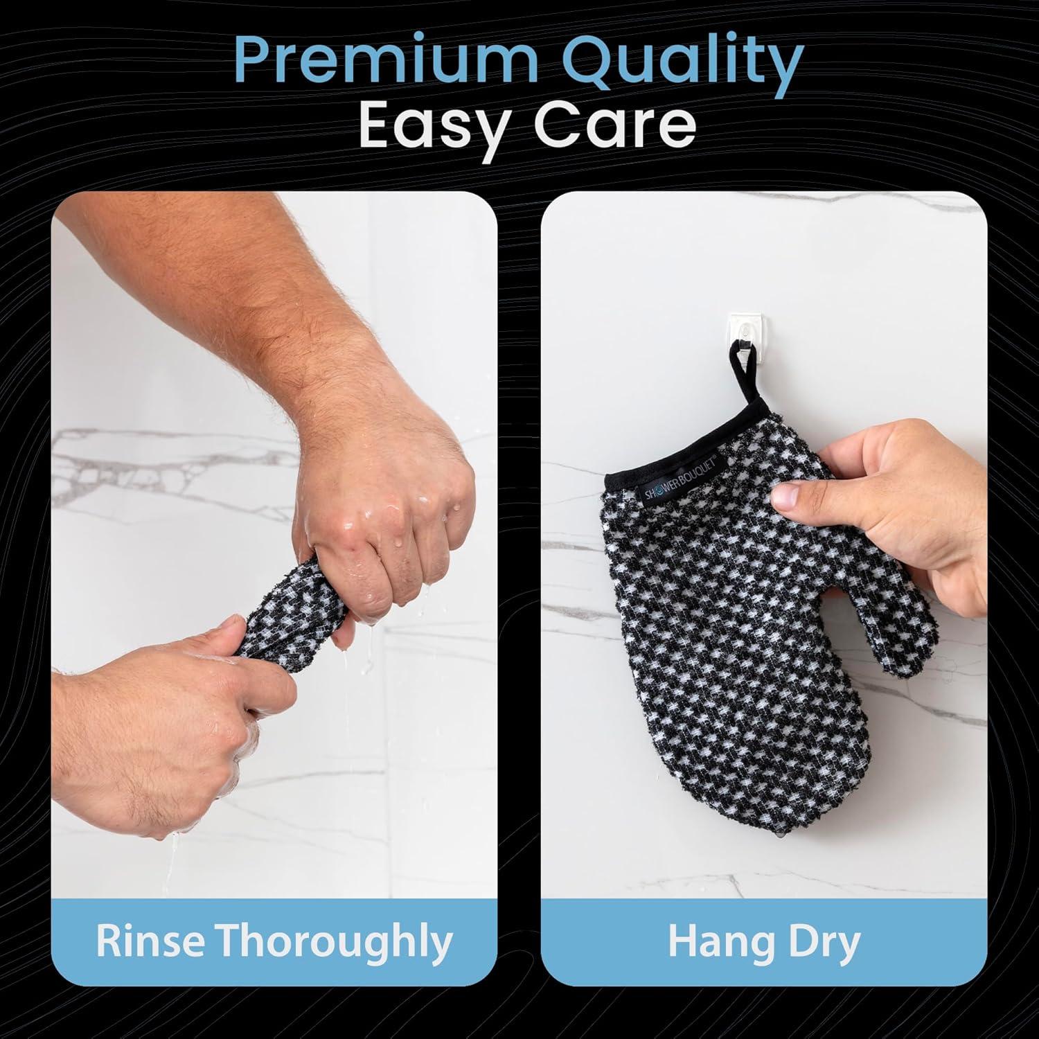 Guantes Exfoliantes Shower Bouquet 2-Pack Carbón y Plata