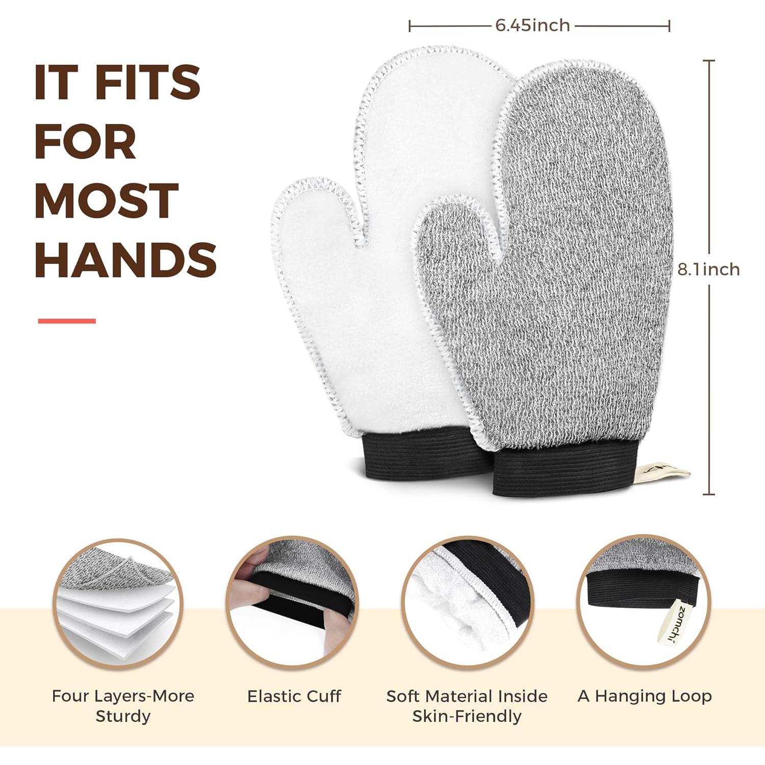 Guantes Exfoliantes ZOMCHI Doble Textura 2 Piezas