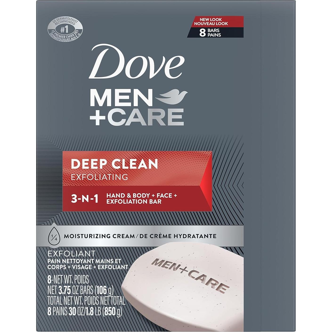 Jabón en Barra Dove Men+Care 8 Pzas 3.75 oz Hidratante