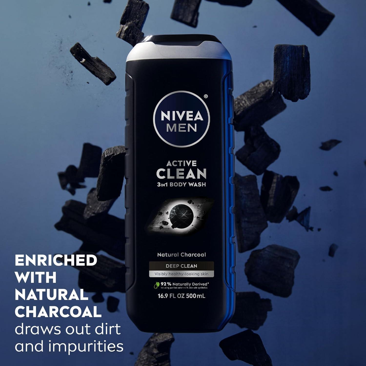 Gel de Ducha NIVEA MEN 3 en 1 con Carbón Natural 3x500ml