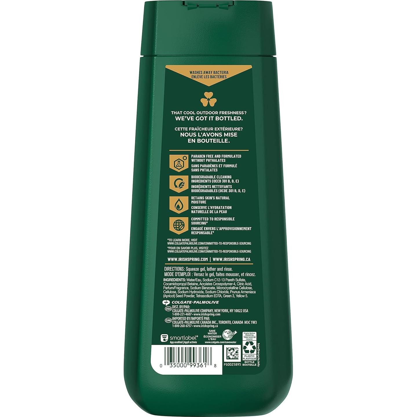 Gel de Ducha Exfoliante Irish Spring para Hombres 4x20 oz