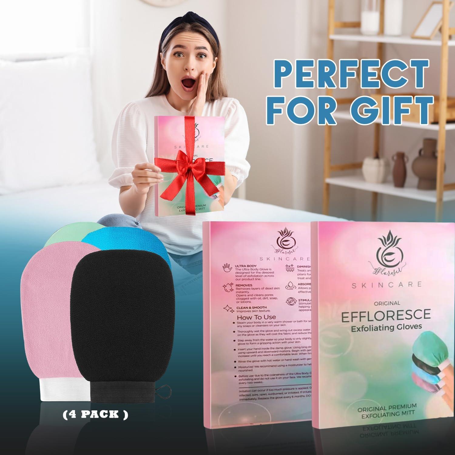 Paquete de 4 Guantes Exfoliantes Effloresce para Ducha