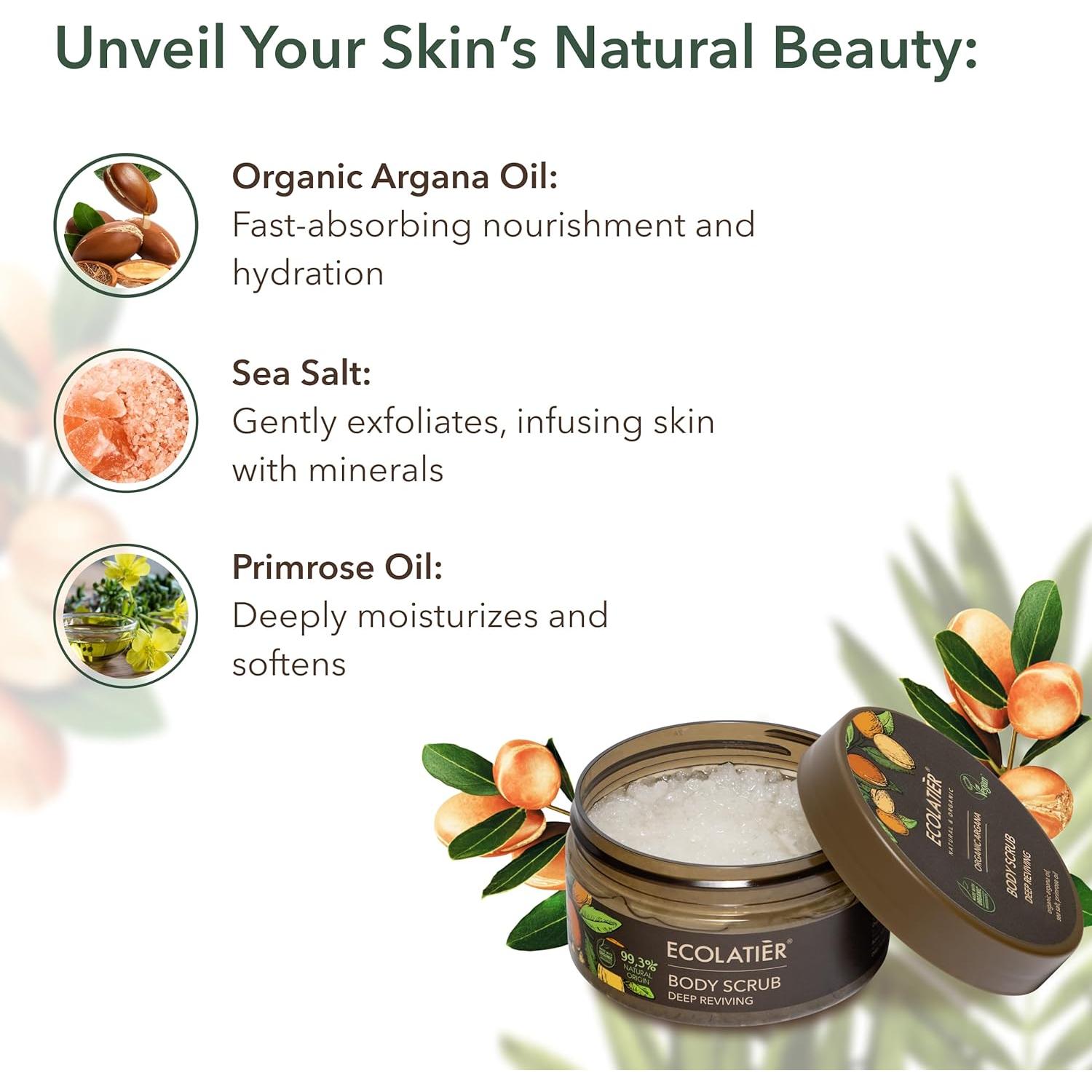 Exfoliante Corporal ECOLATIER con Aceite de Argán 240 ml