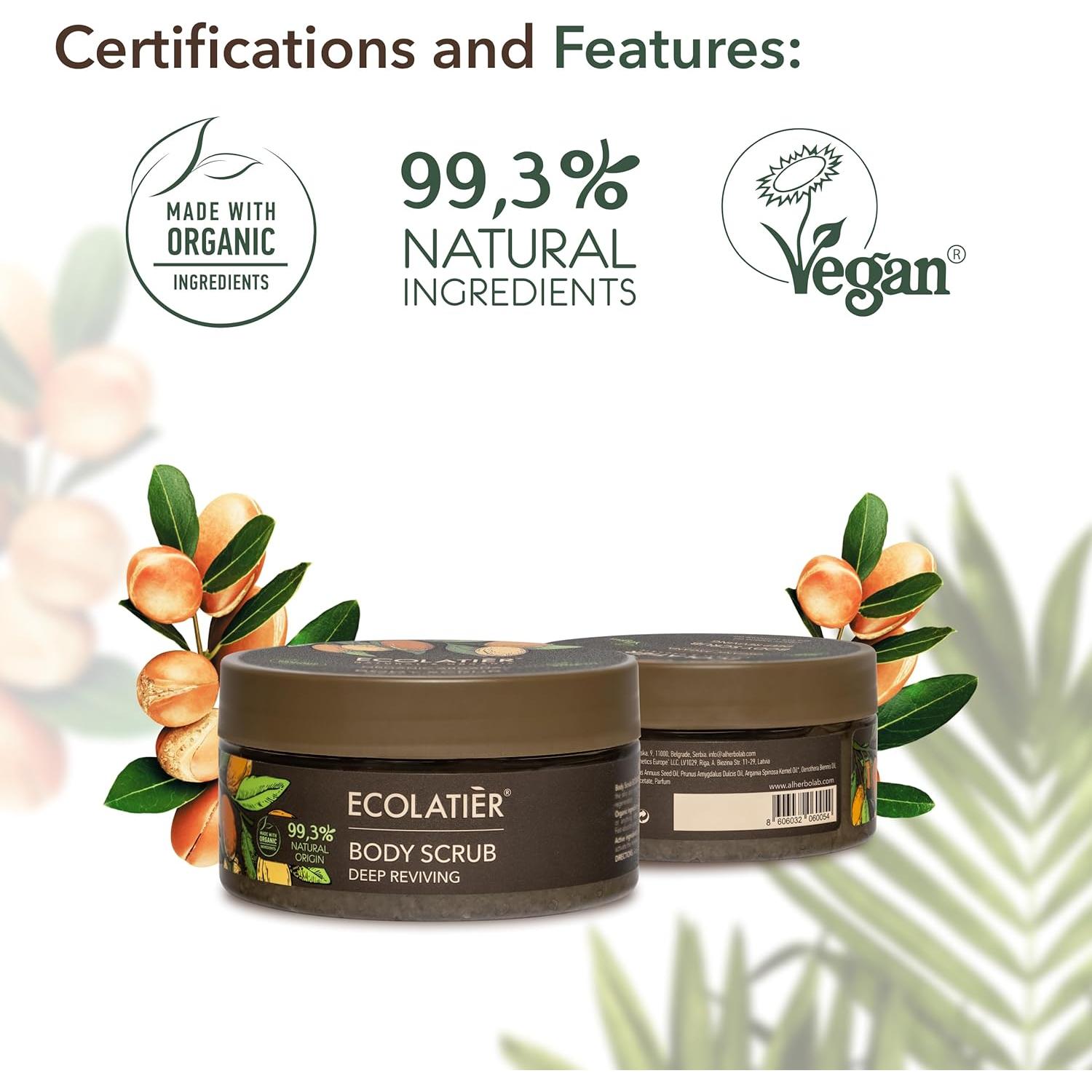 Exfoliante Corporal ECOLATIER con Aceite de Argán 240 ml