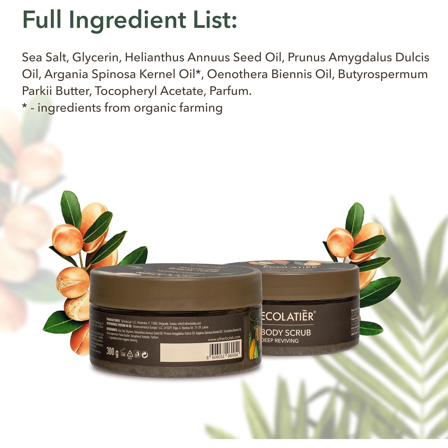 Exfoliante Corporal ECOLATIER con Aceite de Argán 240 ml