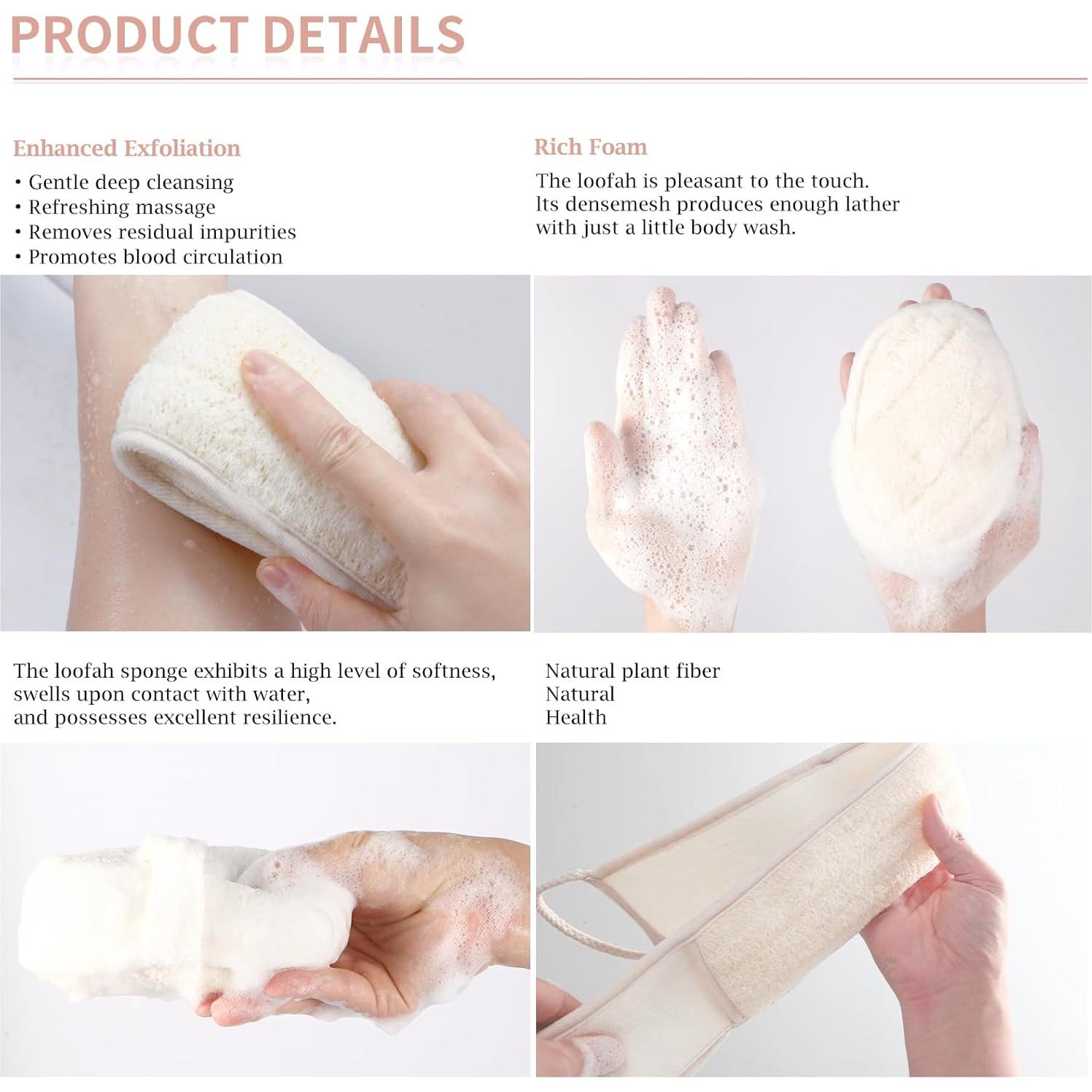 Juego de Esponjas de Lufa Natural Exfoliantes 2 Piezas