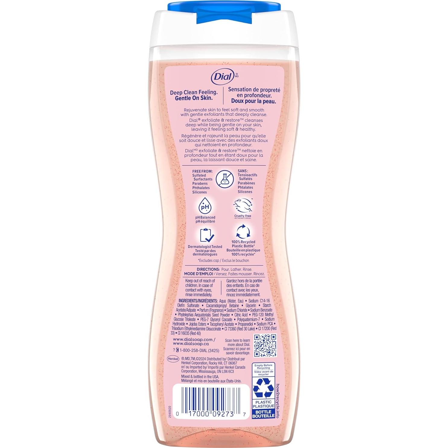 Jabón Corporal Dial Exfoliante Sal del Himalaya 4x473ml