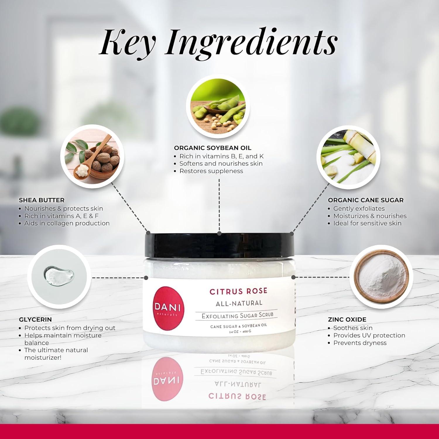 Exfoliante de Azúcar DANI Naturals Rosa Cítrica 396 g