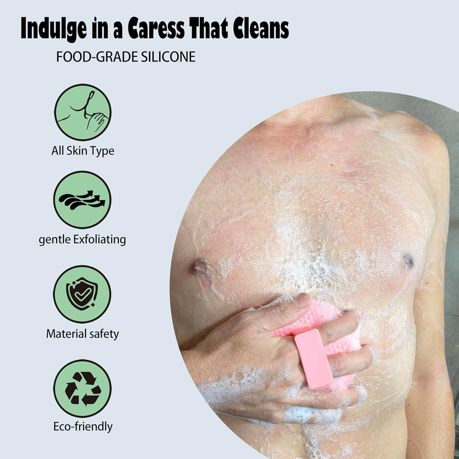 Exfoliador Corporal de Silicona Tmeng Rosa - Suave y Higiénico