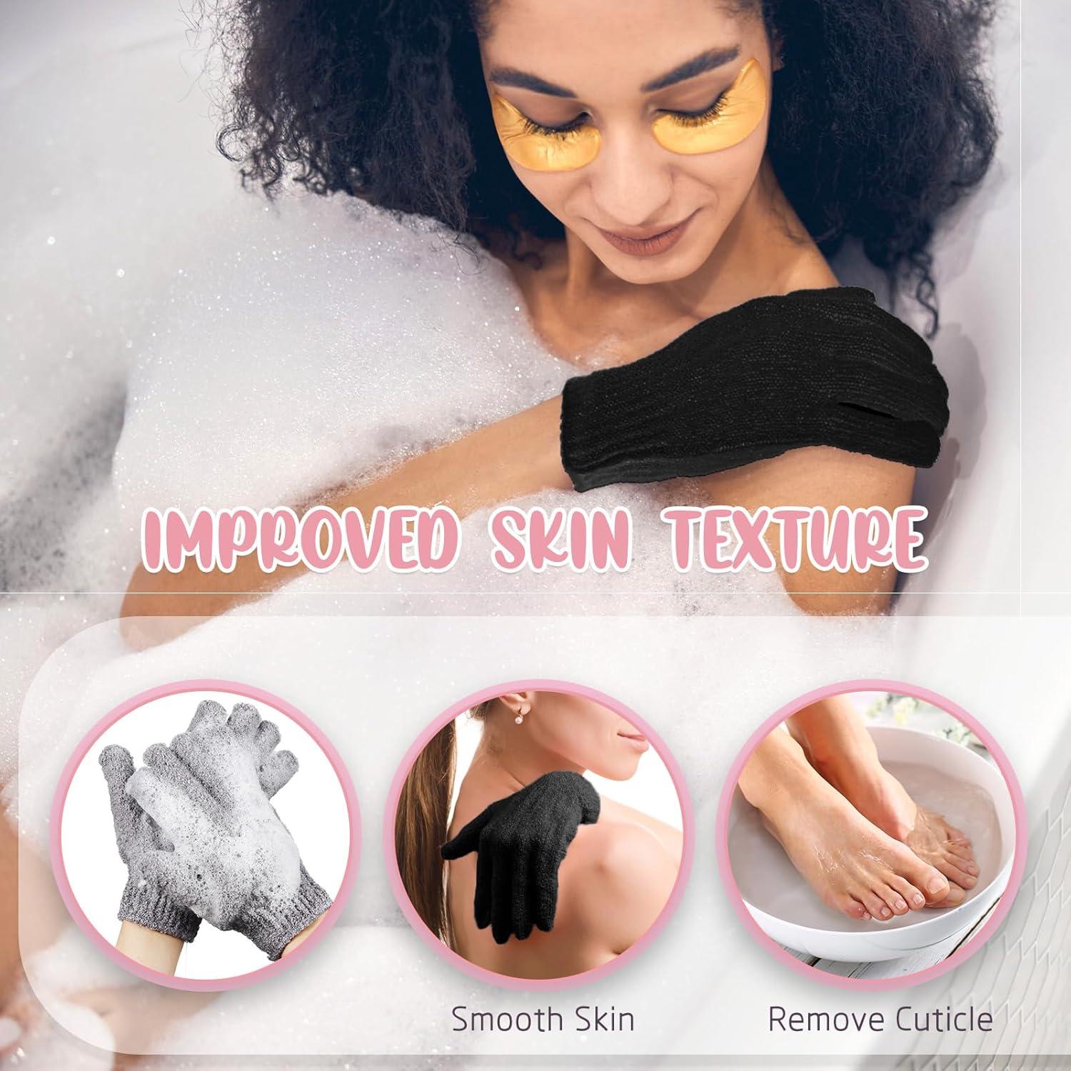 104 Guantes Exfoliantes Didaey para Baño y Spa - Negro y Gris