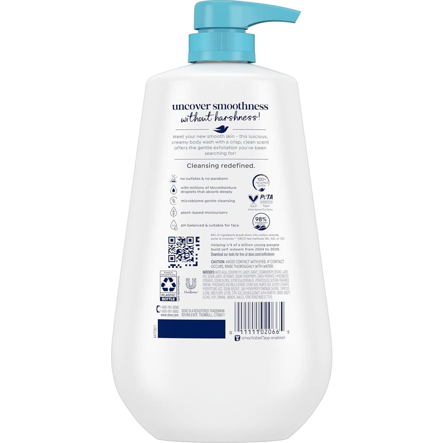 Dove Gel de Baño Exfoliante Suave 900 ml con Minerales