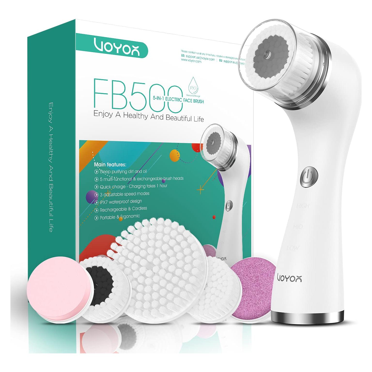 Cepillo Facial VOYOR FB500 Recargable 5 en 1 IPX7 Blanco
