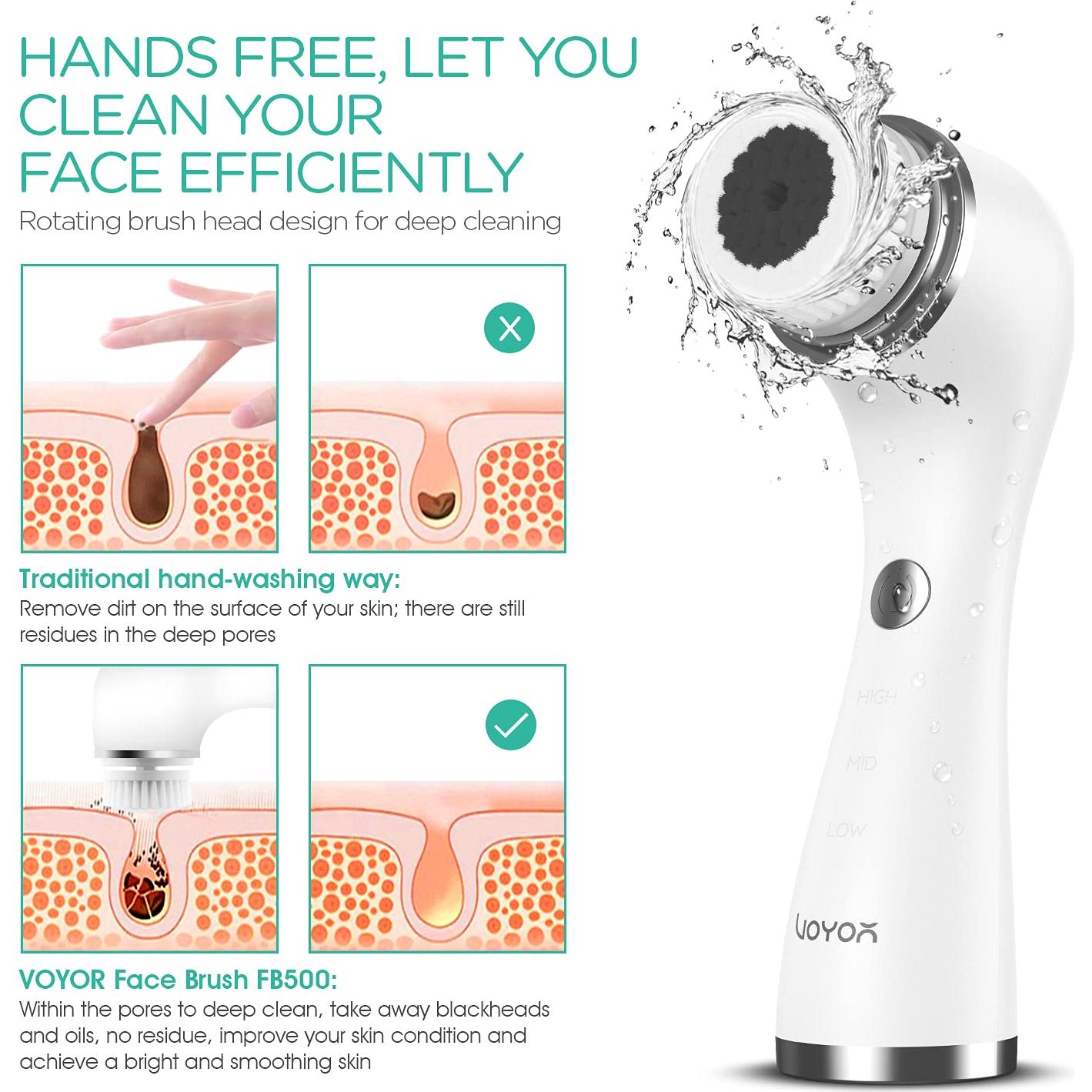 Cepillo Facial VOYOR FB500 Recargable 5 en 1 IPX7 Blanco