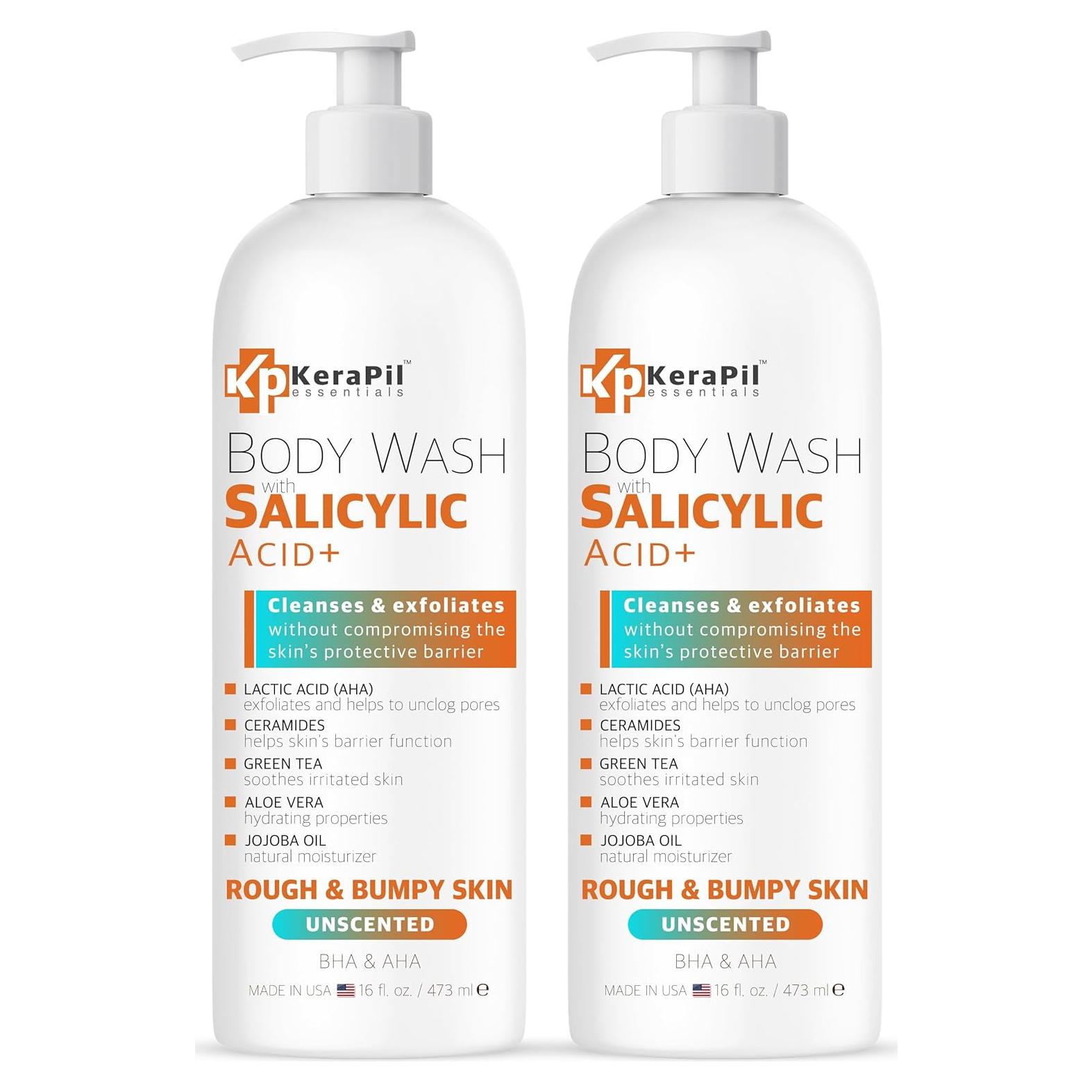 Jabón Corporal Exfoliante KERAPIL Ácido Salicílico 2 Pk