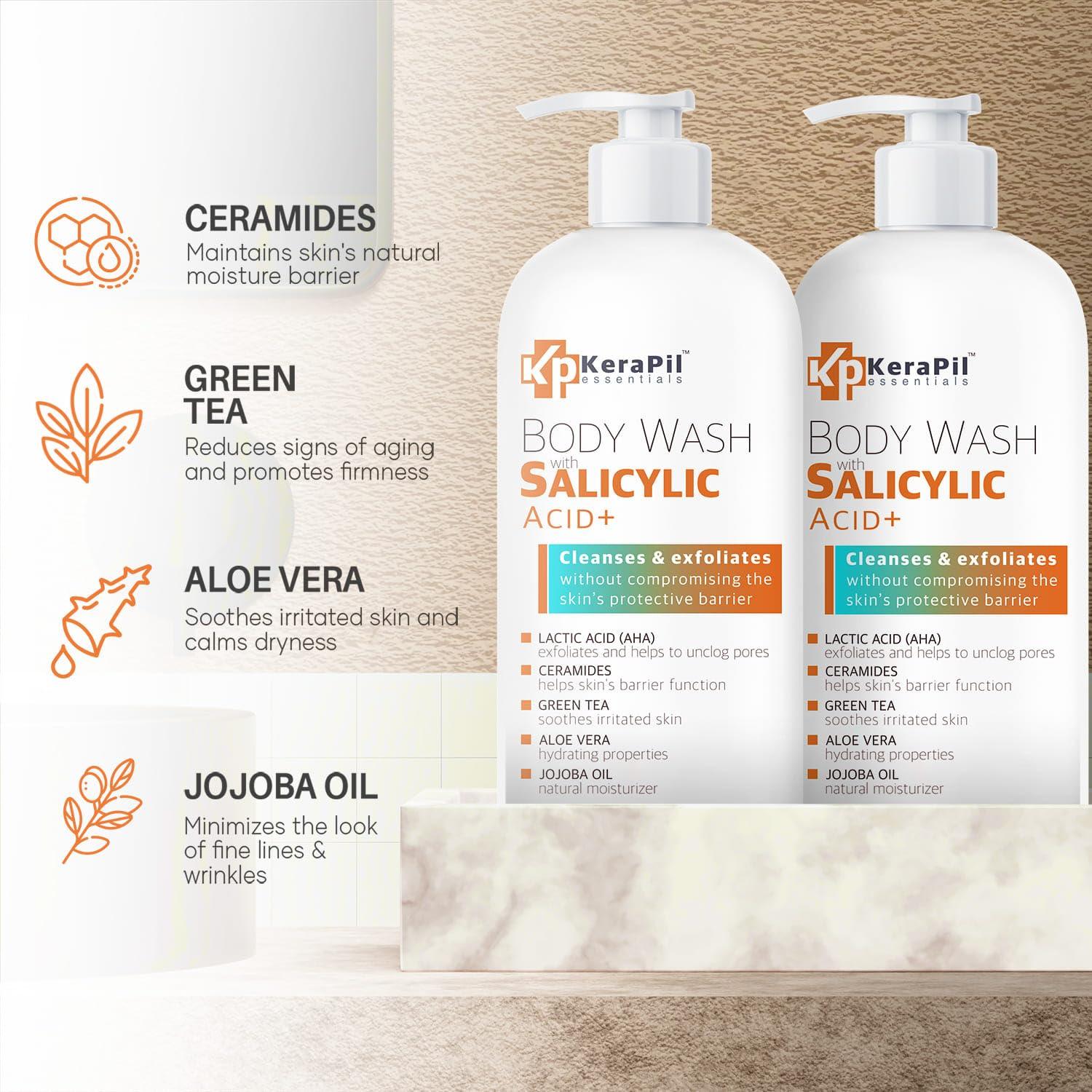 Jabón Corporal Exfoliante KERAPIL Ácido Salicílico 2 Pk