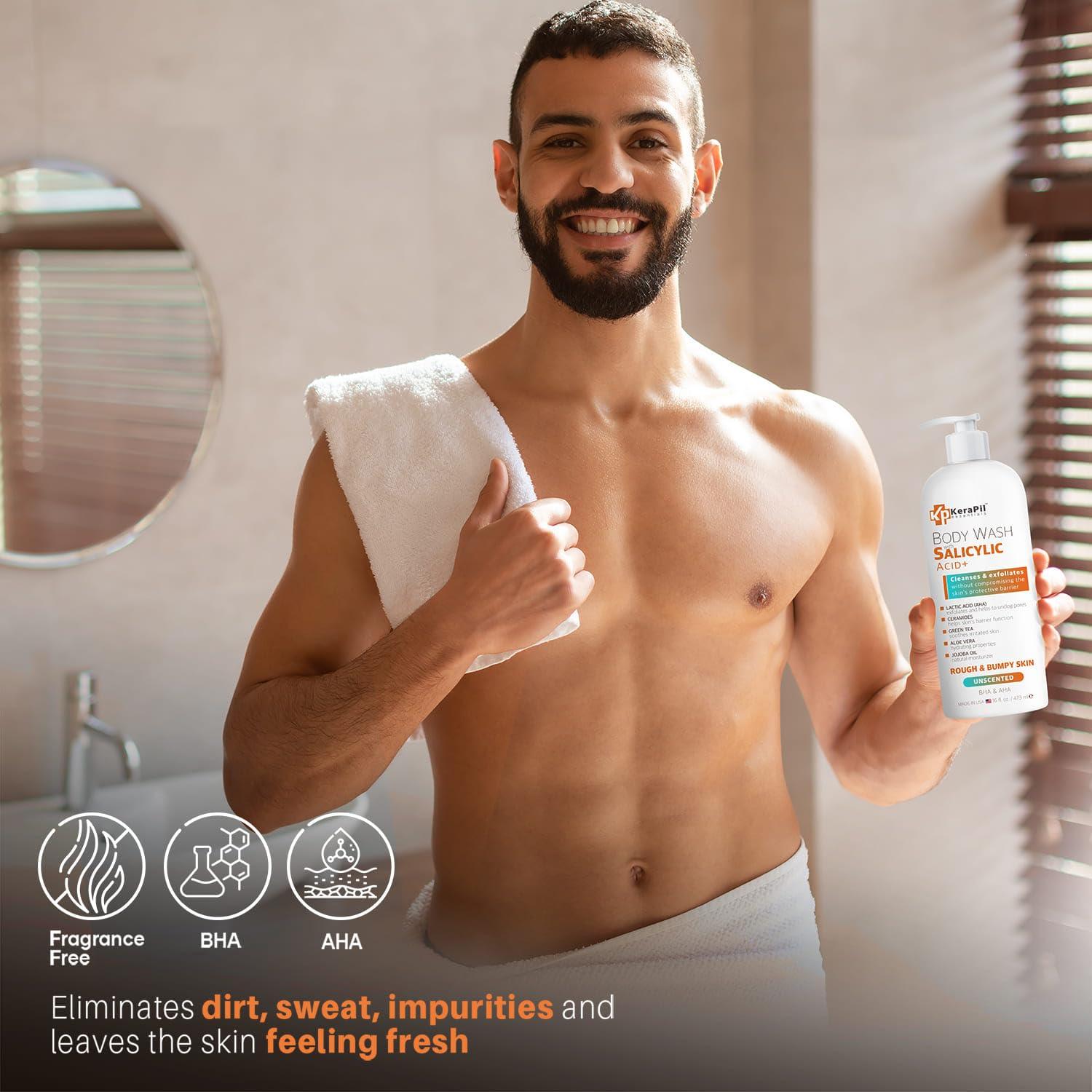 Jabón Corporal Exfoliante KERAPIL Ácido Salicílico 2 Pk