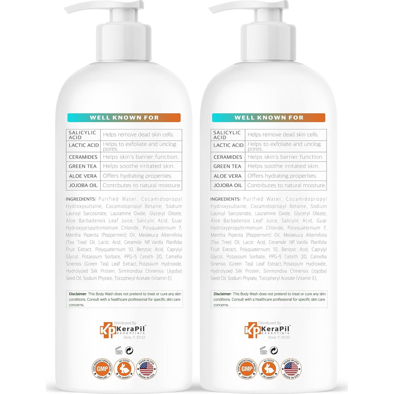 Jabón Corporal Exfoliante KERAPIL Ácido Salicílico 2 Pk