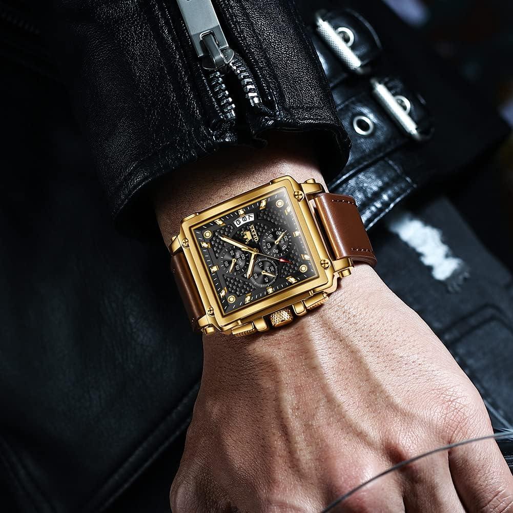 Reloj OLEVS Cronógrafo Hombre Cuero Marrón 30m Resistente