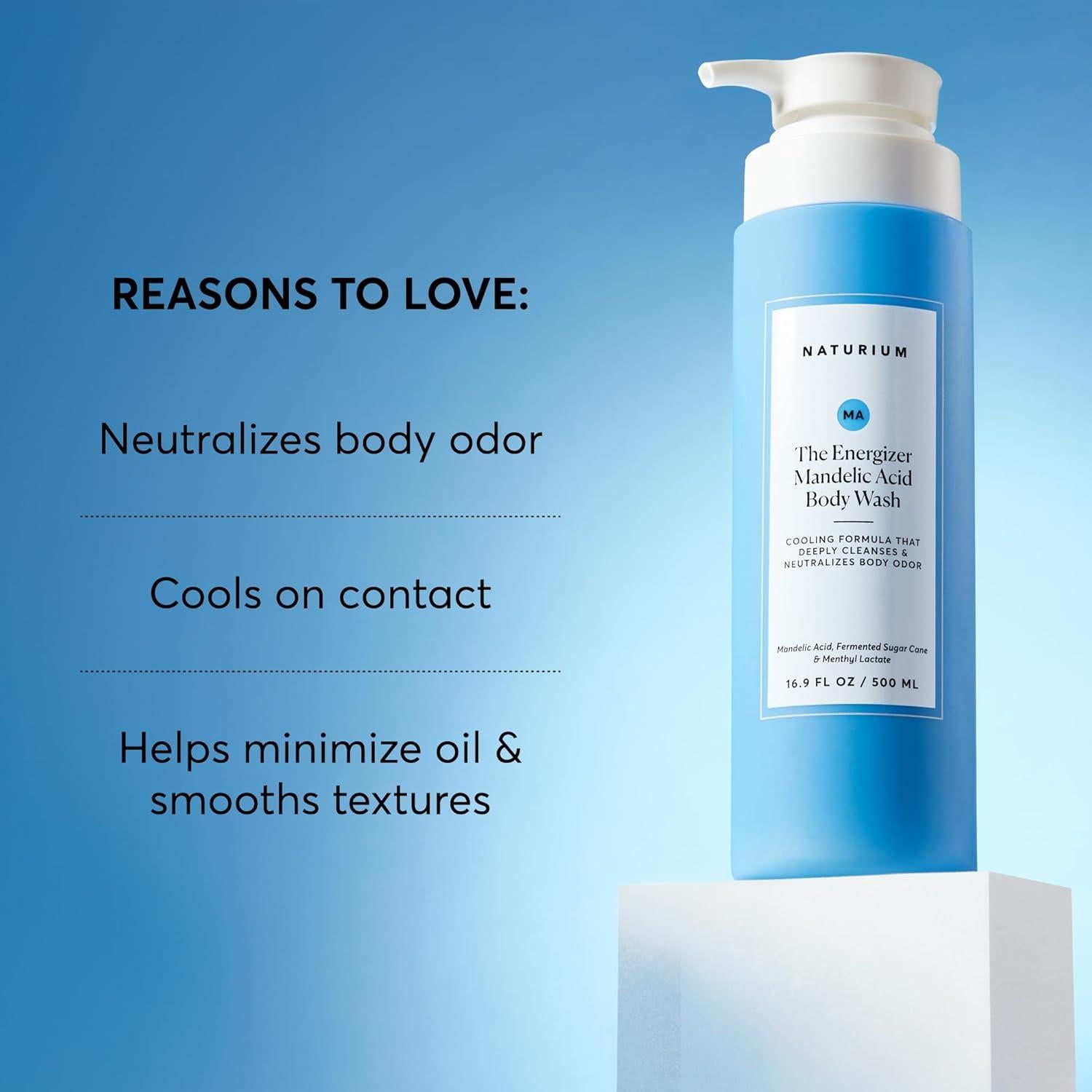 Gel de Ducha Energizante Naturium 500 ml con Ácido Mandélico