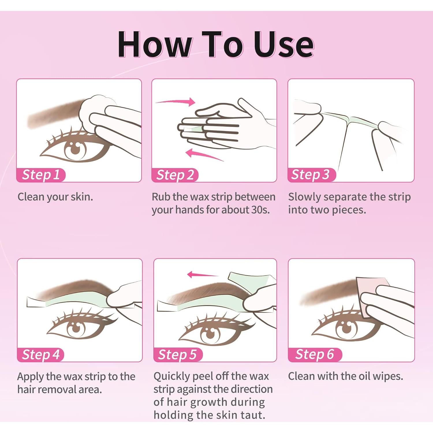 Kit de Cintas de Cera Facial Beauty7 - 24 Cintas + 4 Toallitas