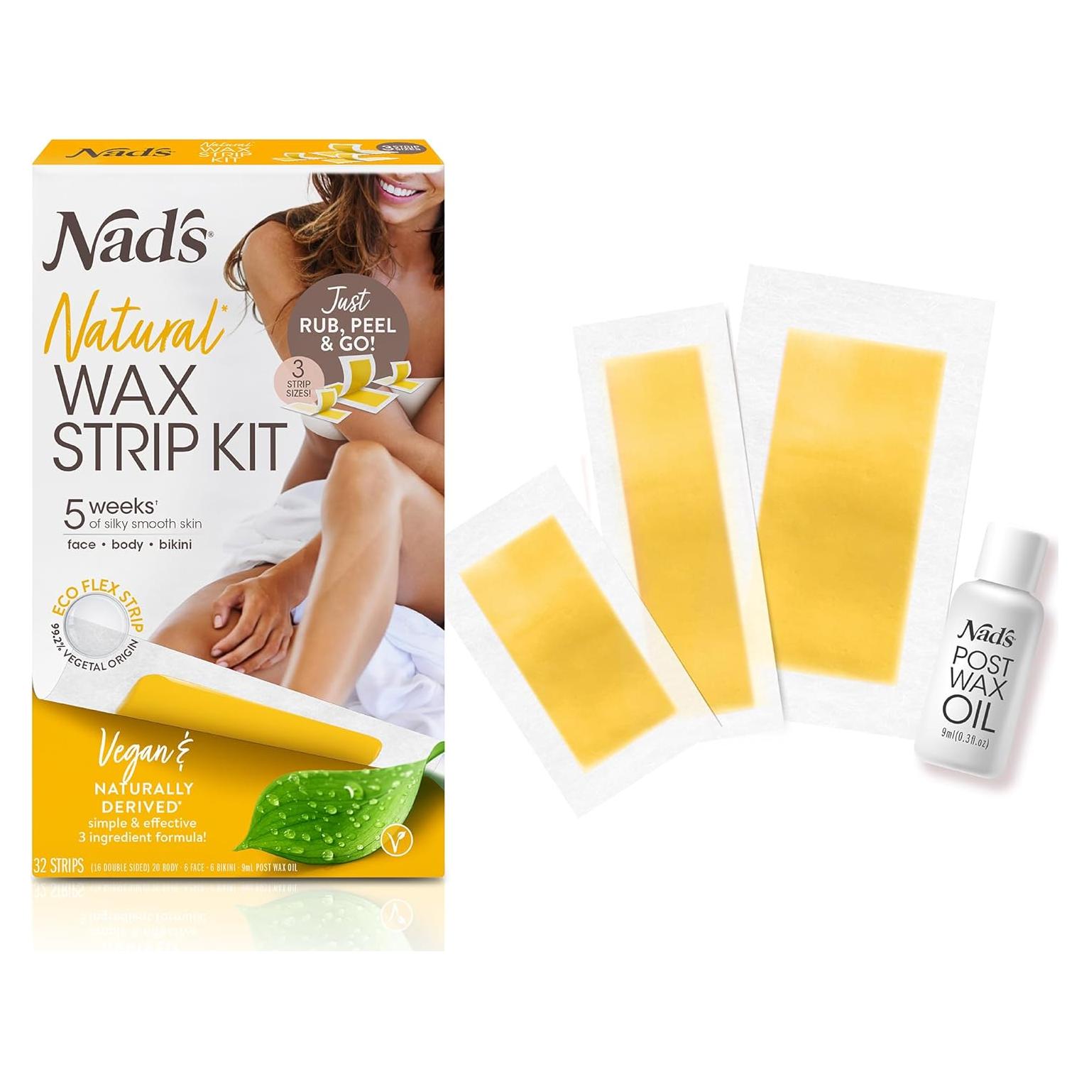 Kit de Ceras Nad's Natural para Depilación - 32 Cintas