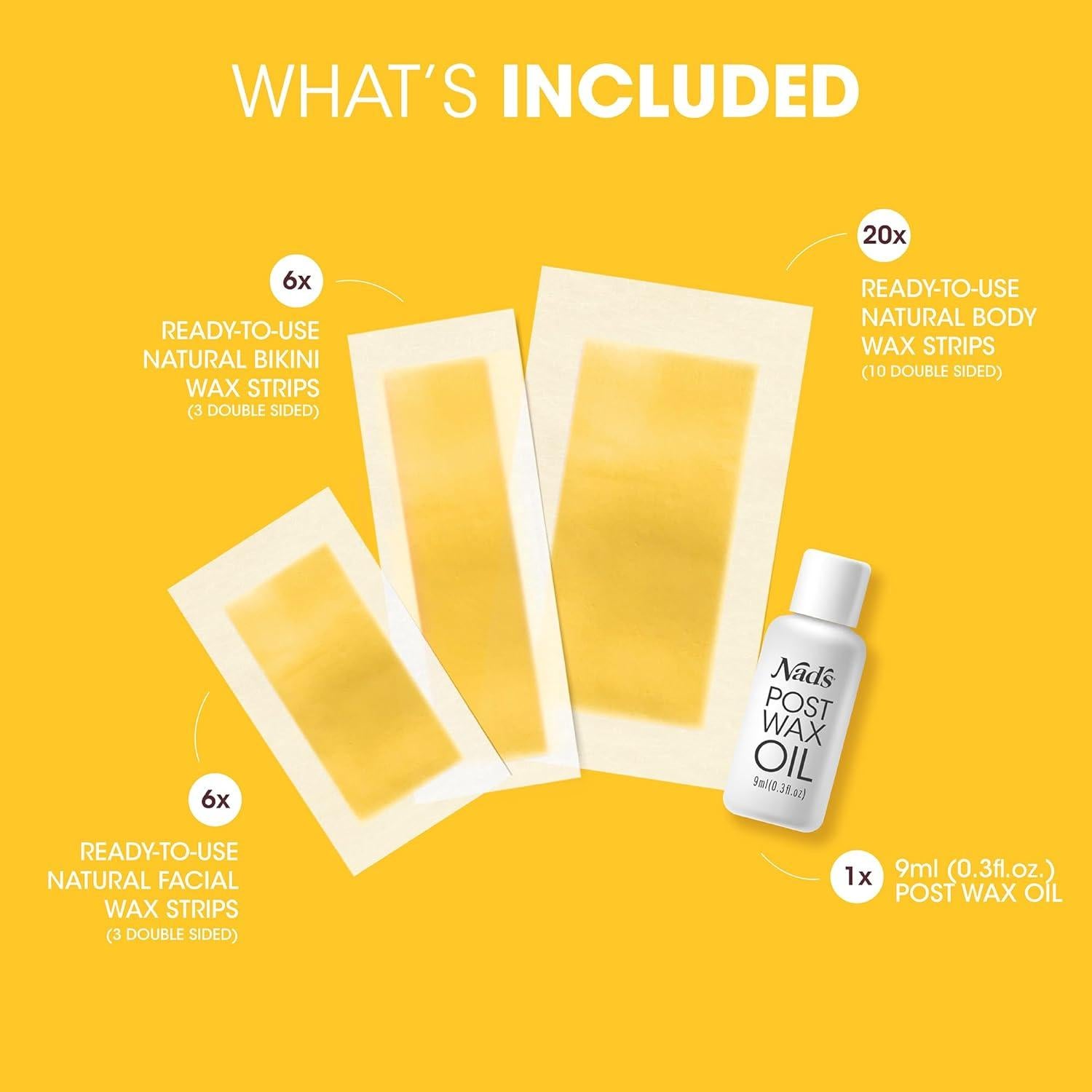 Kit de Ceras Nad's Natural para Depilación - 32 Cintas