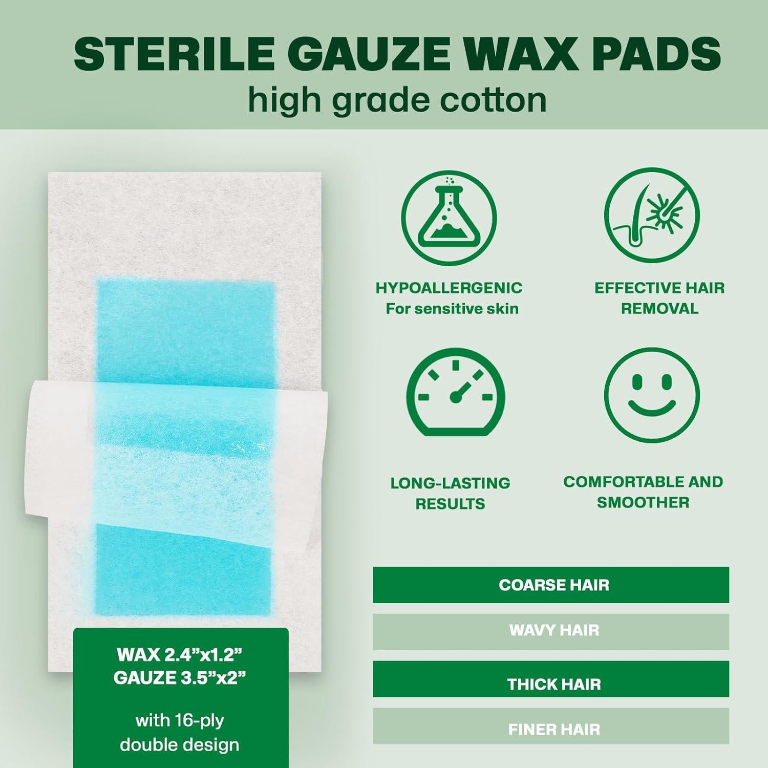 Tiras de Cera Depilatorias Wokaar 32 Unidades Piel Sensible