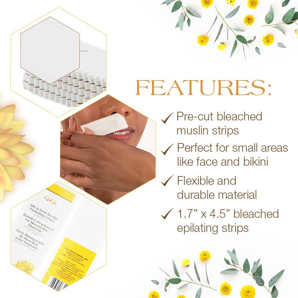 Tiras de Cera de Muselina Blanqueadas GiGi 100 Unidades