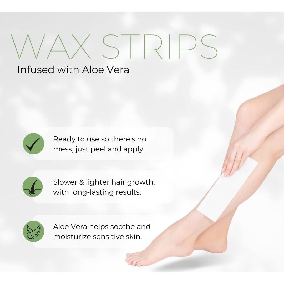 Tiras de Cera Aloe Vera Amira Beauty 64 Unidades Piel Sensible