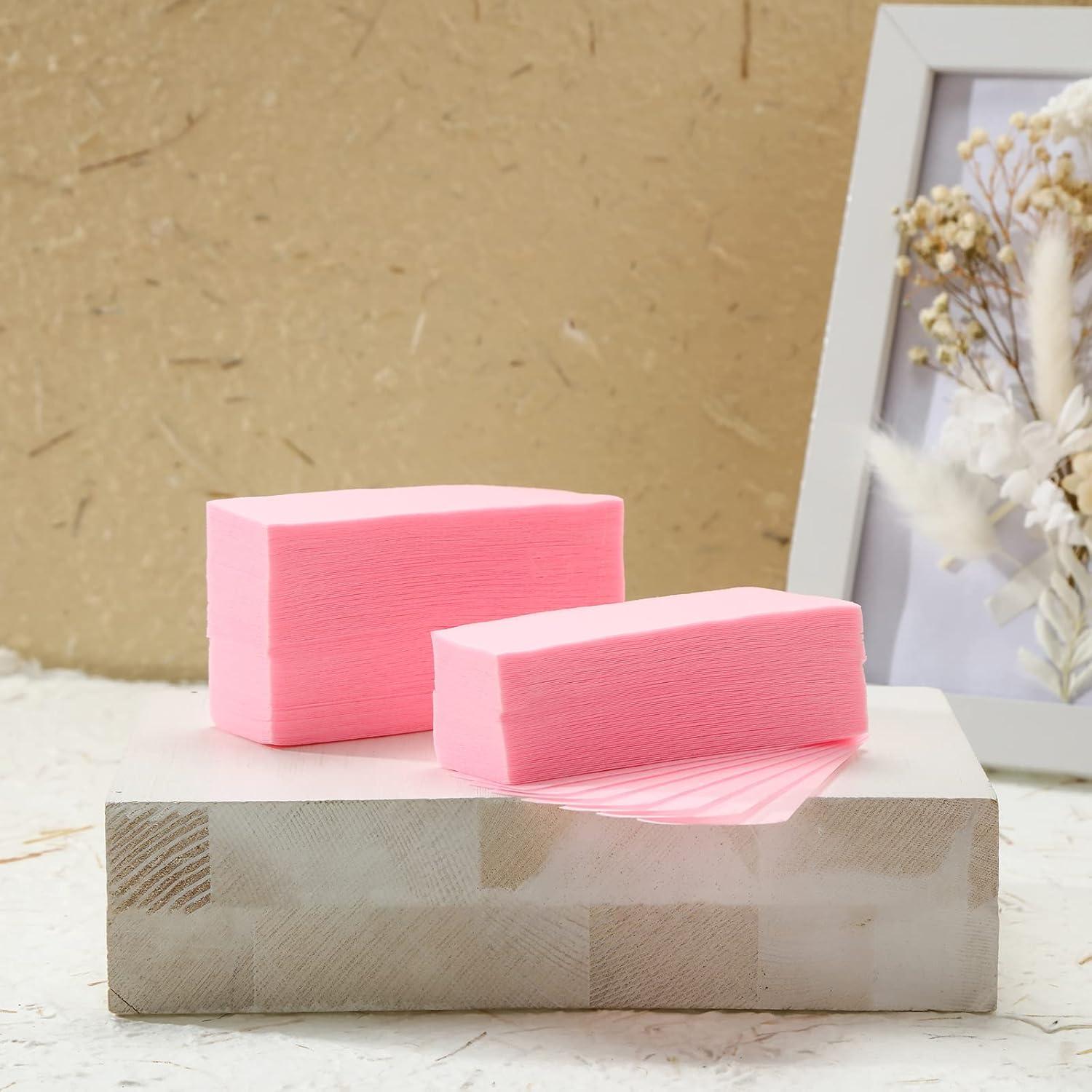 1000 Tiras de Cera No Tejidas Rosa Thenshop 3.8 x 10 cm