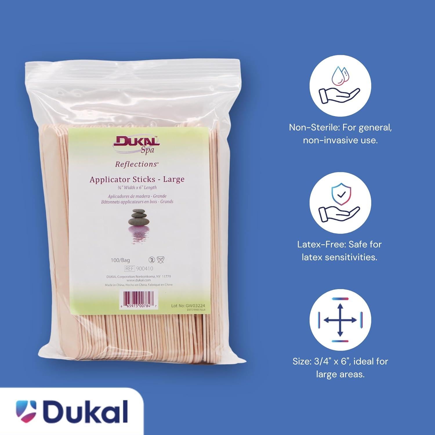 Palitos de Cera de Madera Dukal 100 Unidades 16.5x11.9 cm