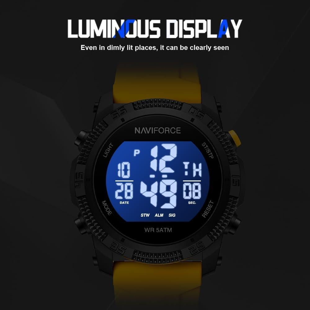 Reloj Digital NAVIFORCE 7104-BY Impermeable 5ATM Correa Goma