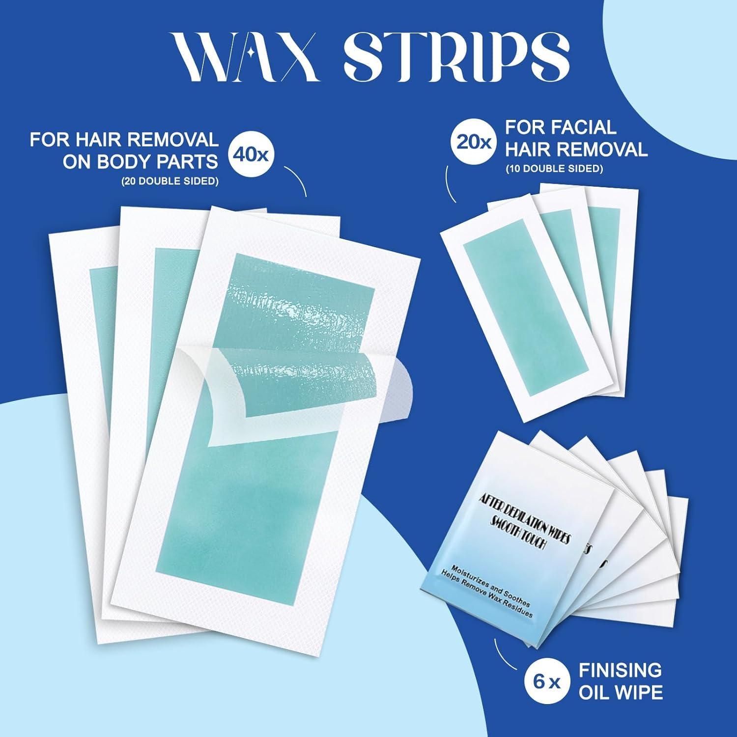 Tiras de cera depilatoria PLAYQUEEN 60 unidades kit completo