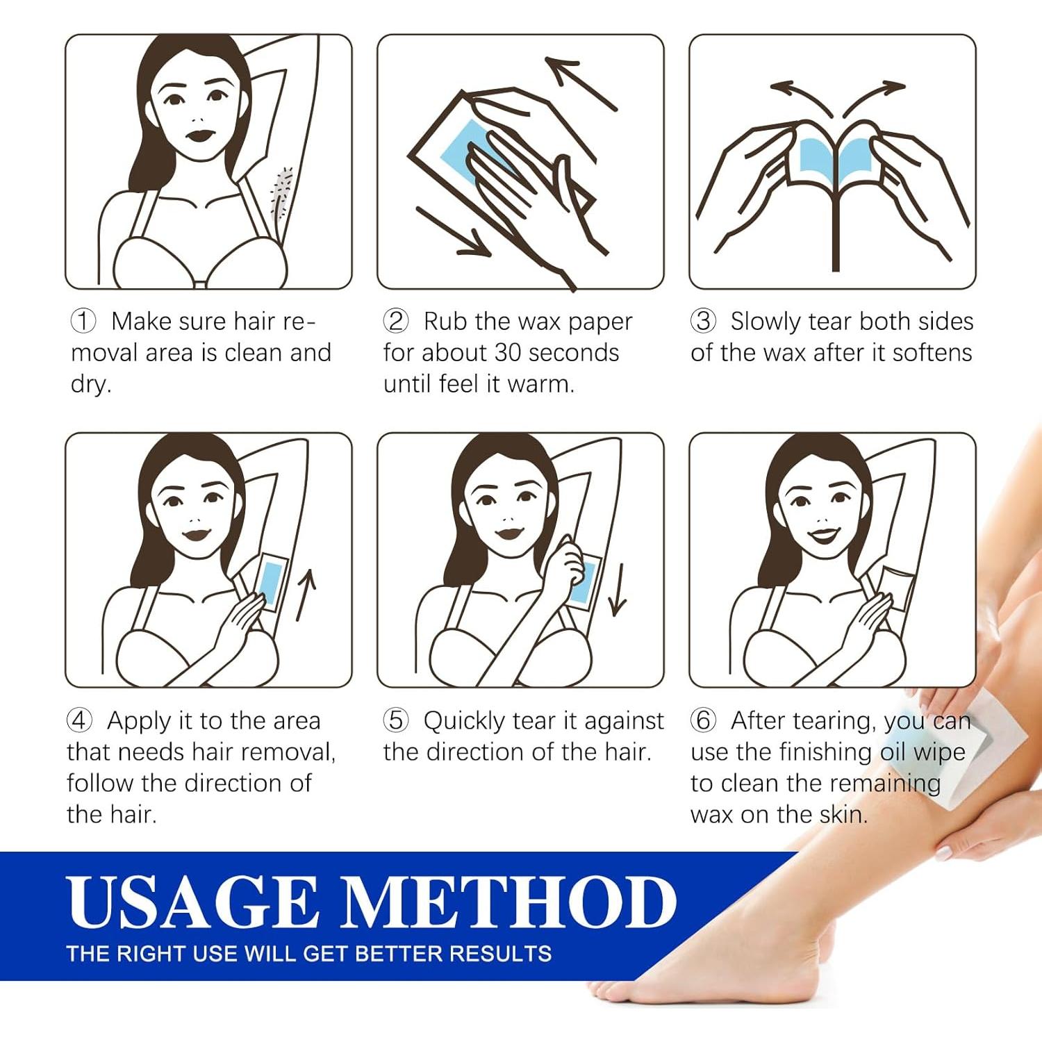 Tiras de cera depilatoria PLAYQUEEN 60 unidades kit completo