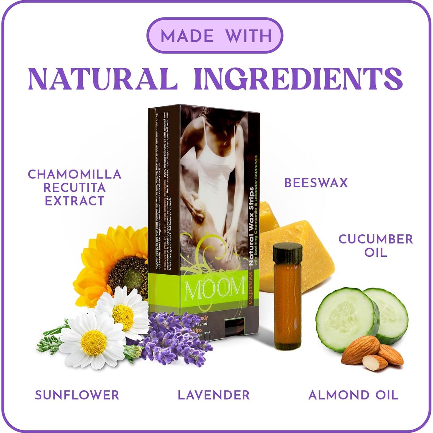 Tiras de Cera MOOM con Manzanilla y Lavanda - 10 Tiras