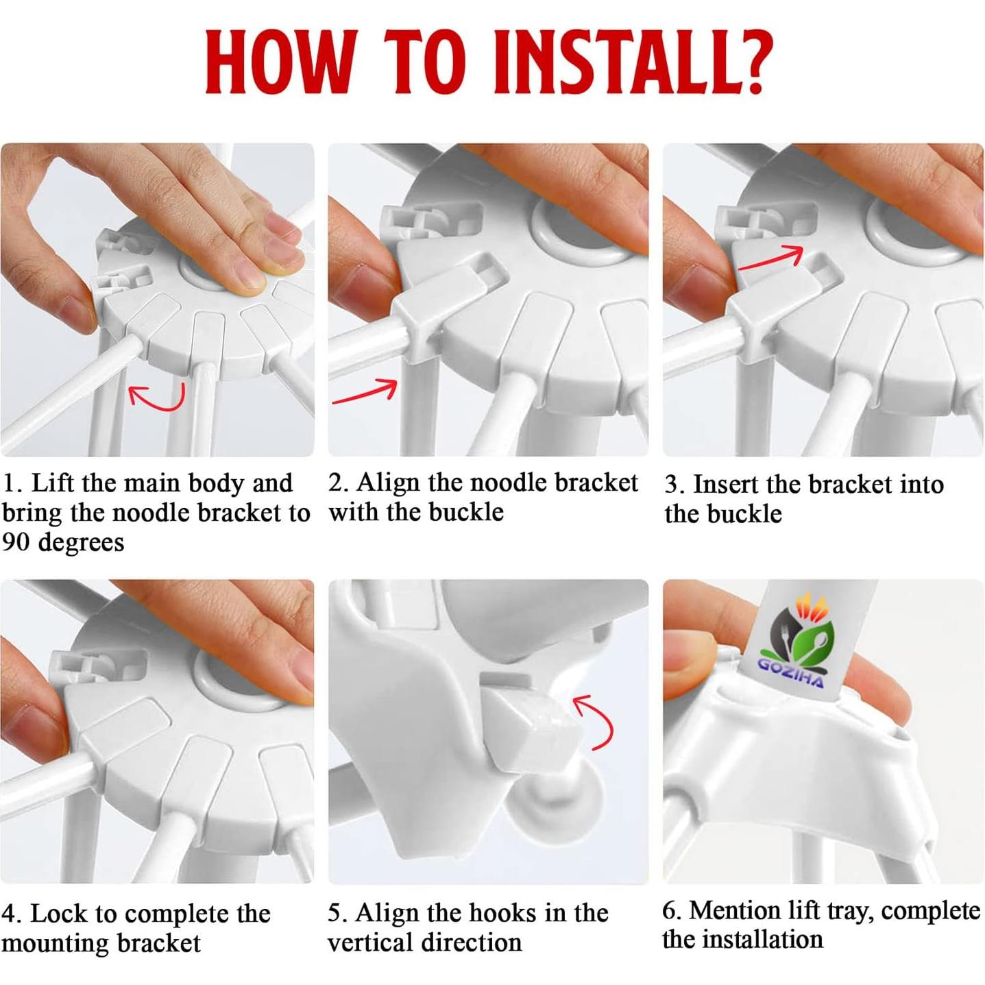 Soporte para Secar Pasta GOZIHA | 10 Mangos | Blanco