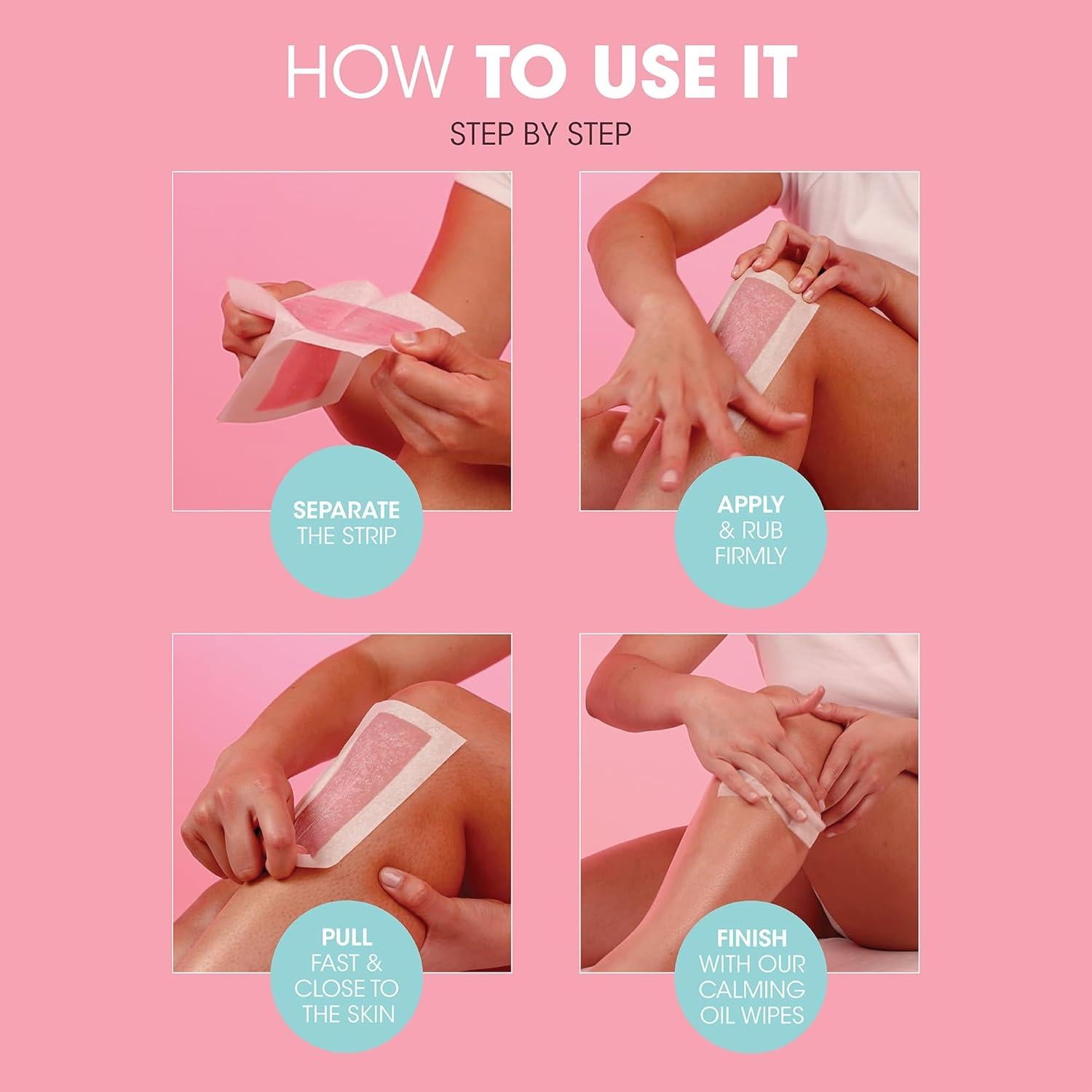 Cintas de Cera Extra Largas Nad's - Kit 20 Cintas + 4 Toallitas