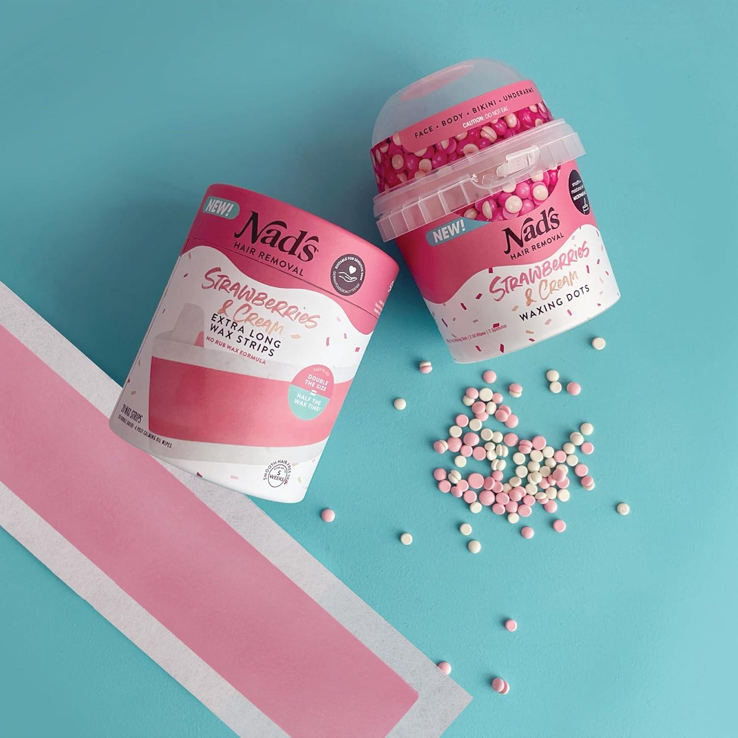 Cintas de Cera Extra Largas Nad's - Kit 20 Cintas + 4 Toallitas