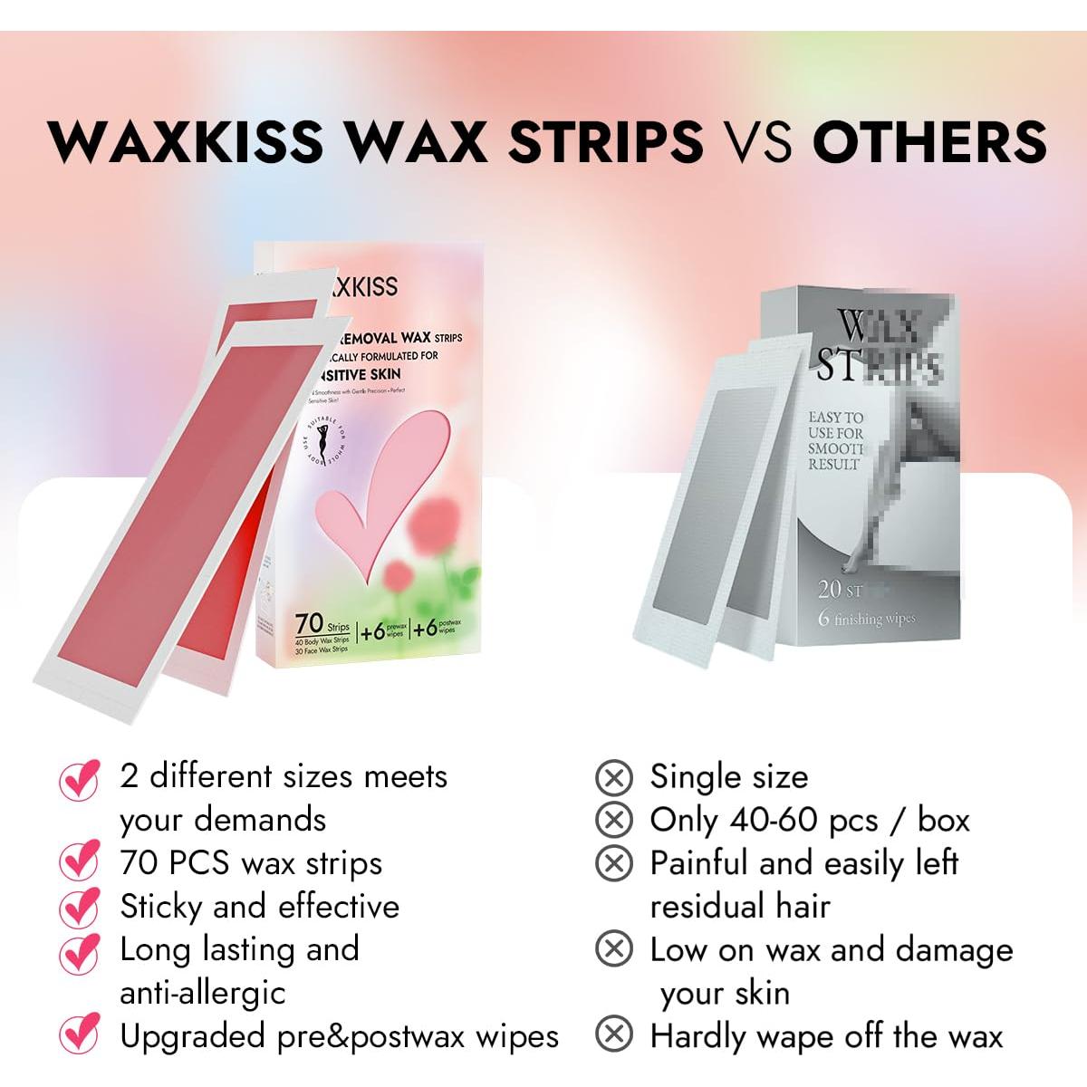 Cintas de Cera Suave Waxkiss 70 Unidades para Depilación