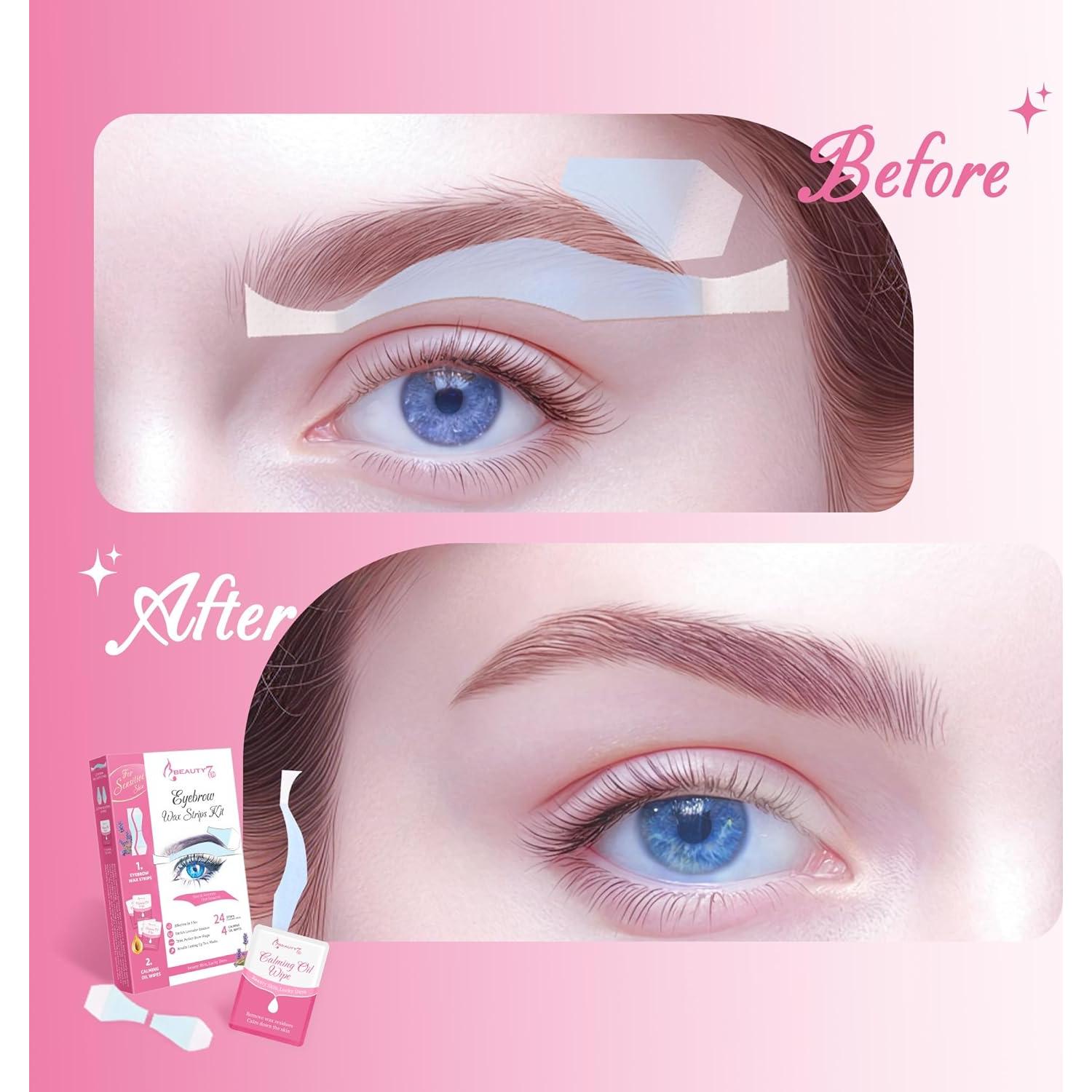 Cintas de Cera para Cejas Beauty7 - Piel Sensible, 24 Unidades