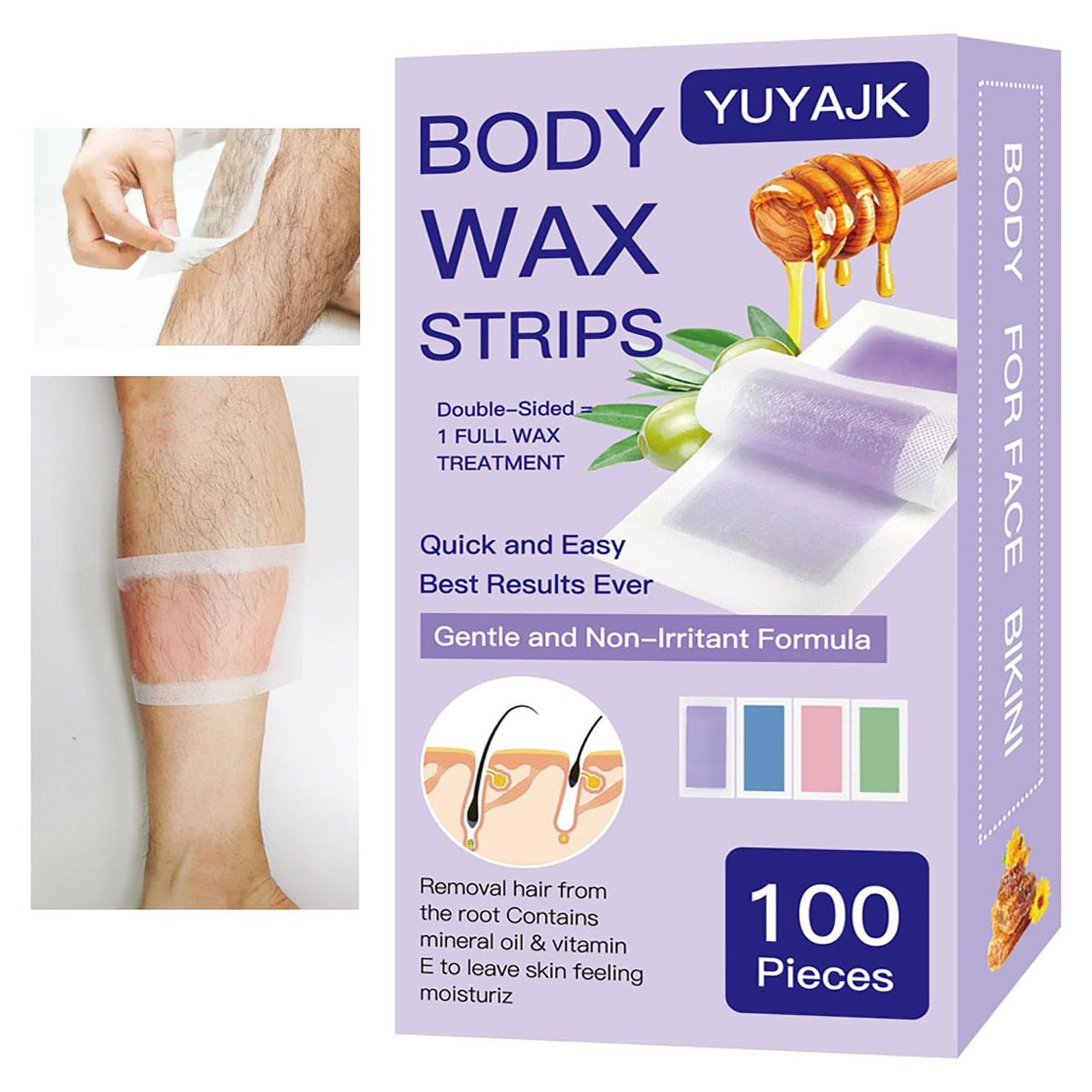 Tiras de Cera Depilatorias YUYAJK 100 Piezas + 24 Toallitas