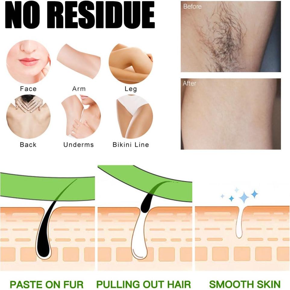 Tiras de Cera Depilatorias YUYAJK 100 Piezas + 24 Toallitas