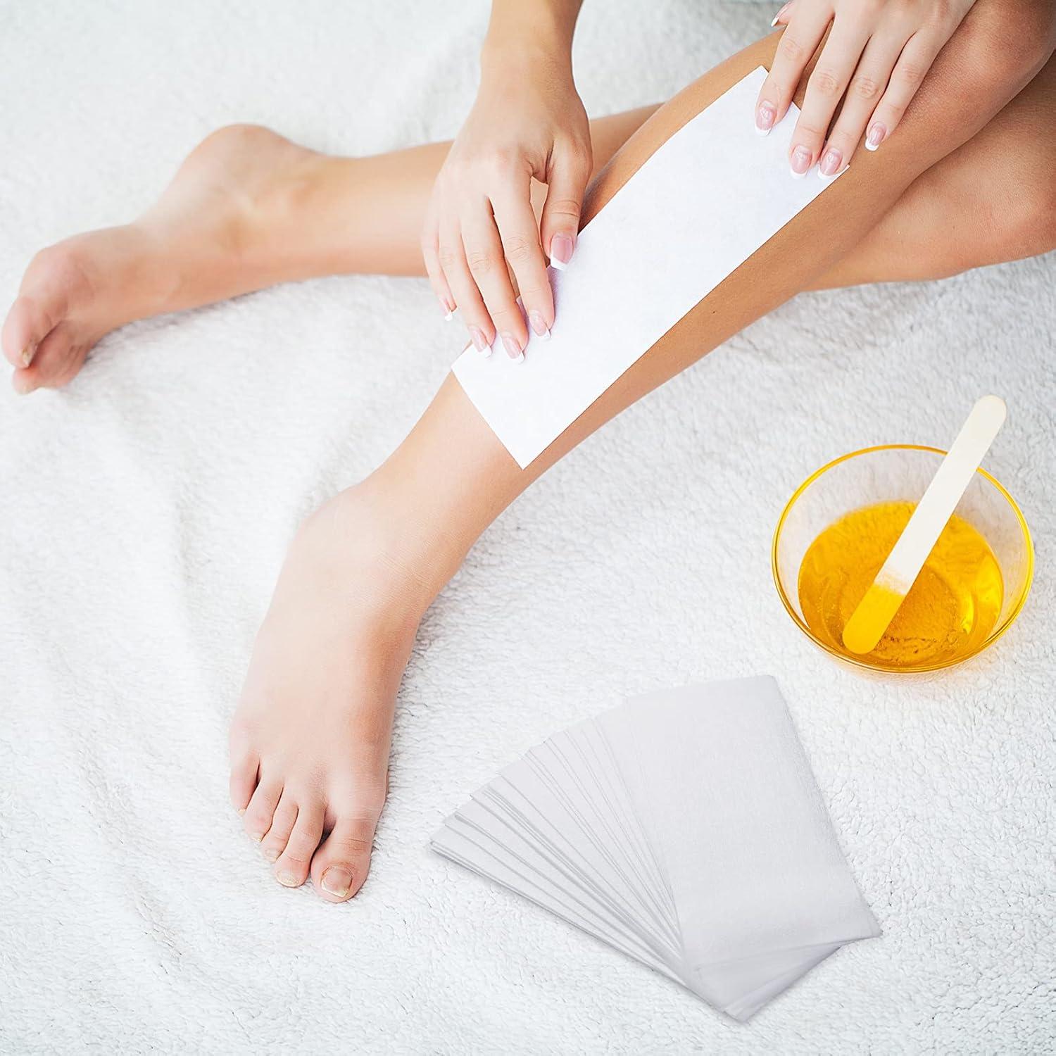 Paquete 500 tiras de cera no tejida Leelosp 3 tamaños