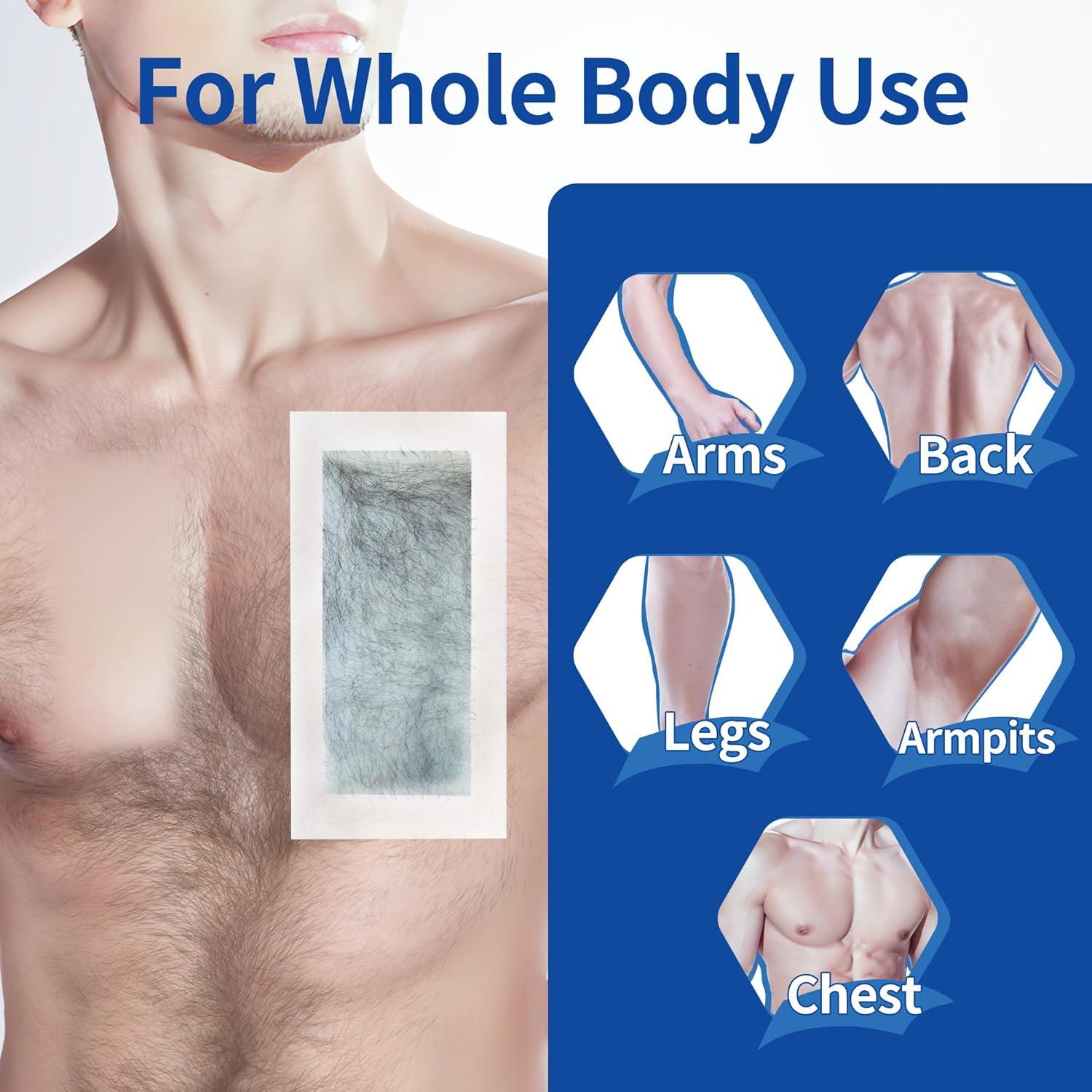 Cintas de Cera Beauty7 para Hombres - Kit 20 Cintas y 4 Toallitas