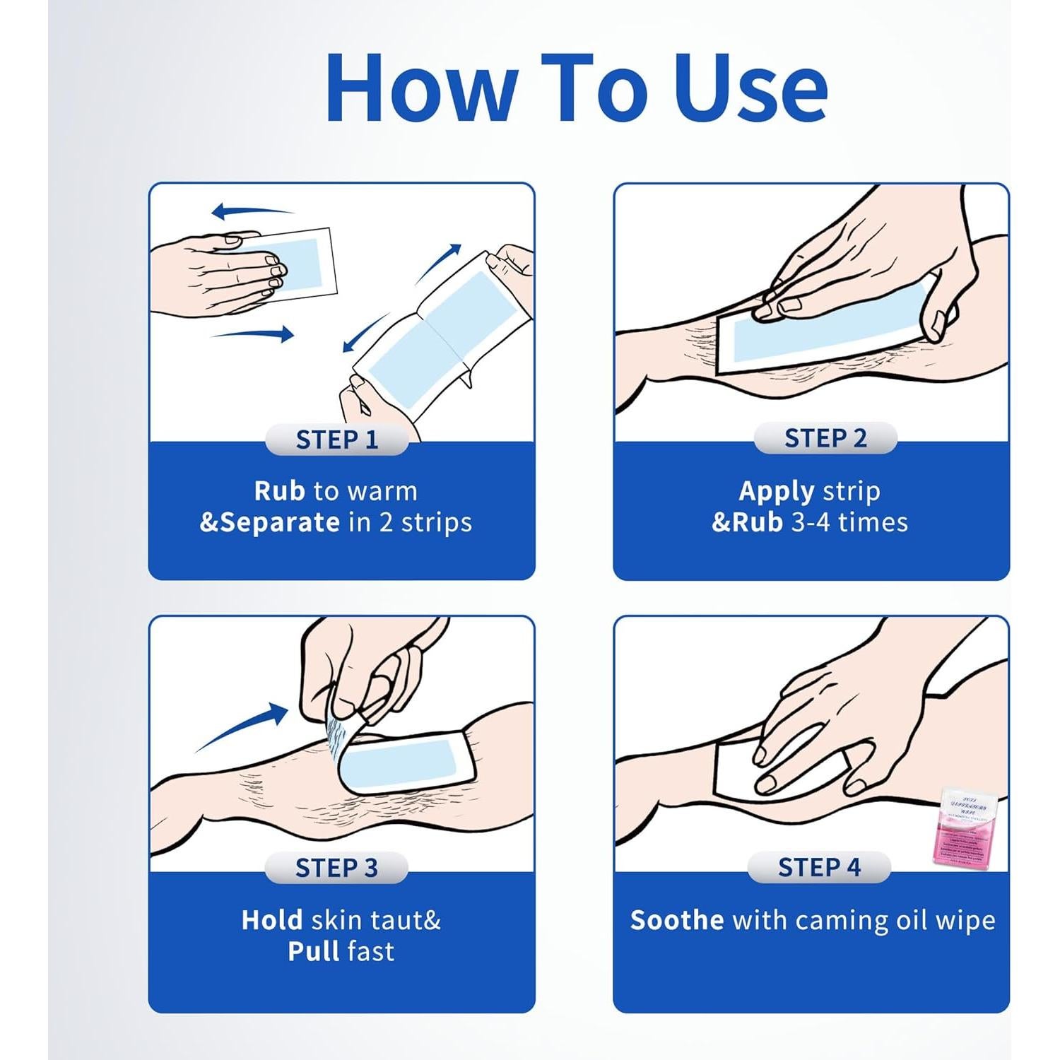 Cintas de Cera Beauty7 para Hombres - Kit 20 Cintas y 4 Toallitas